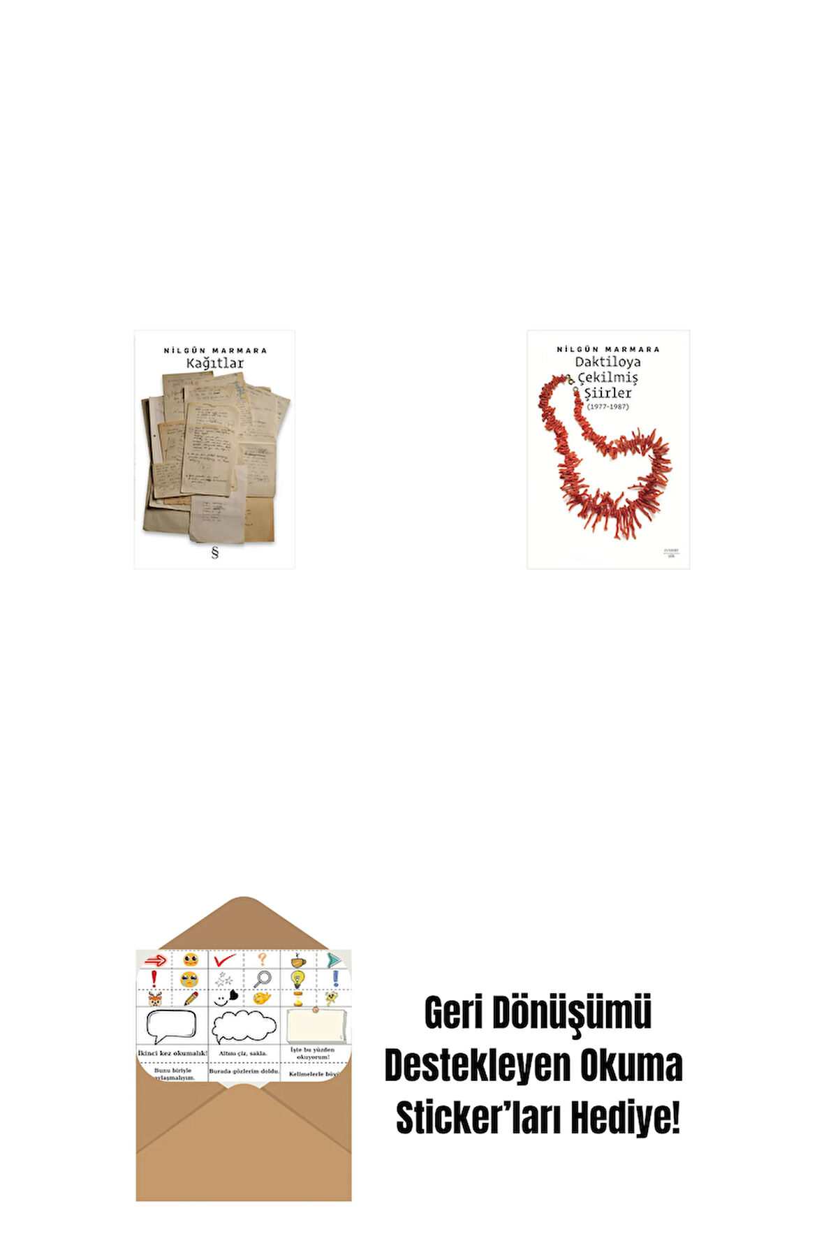 Kağıtlar + Daktiloya Çekilmiş Şiirler + Okuma Sticker'ları