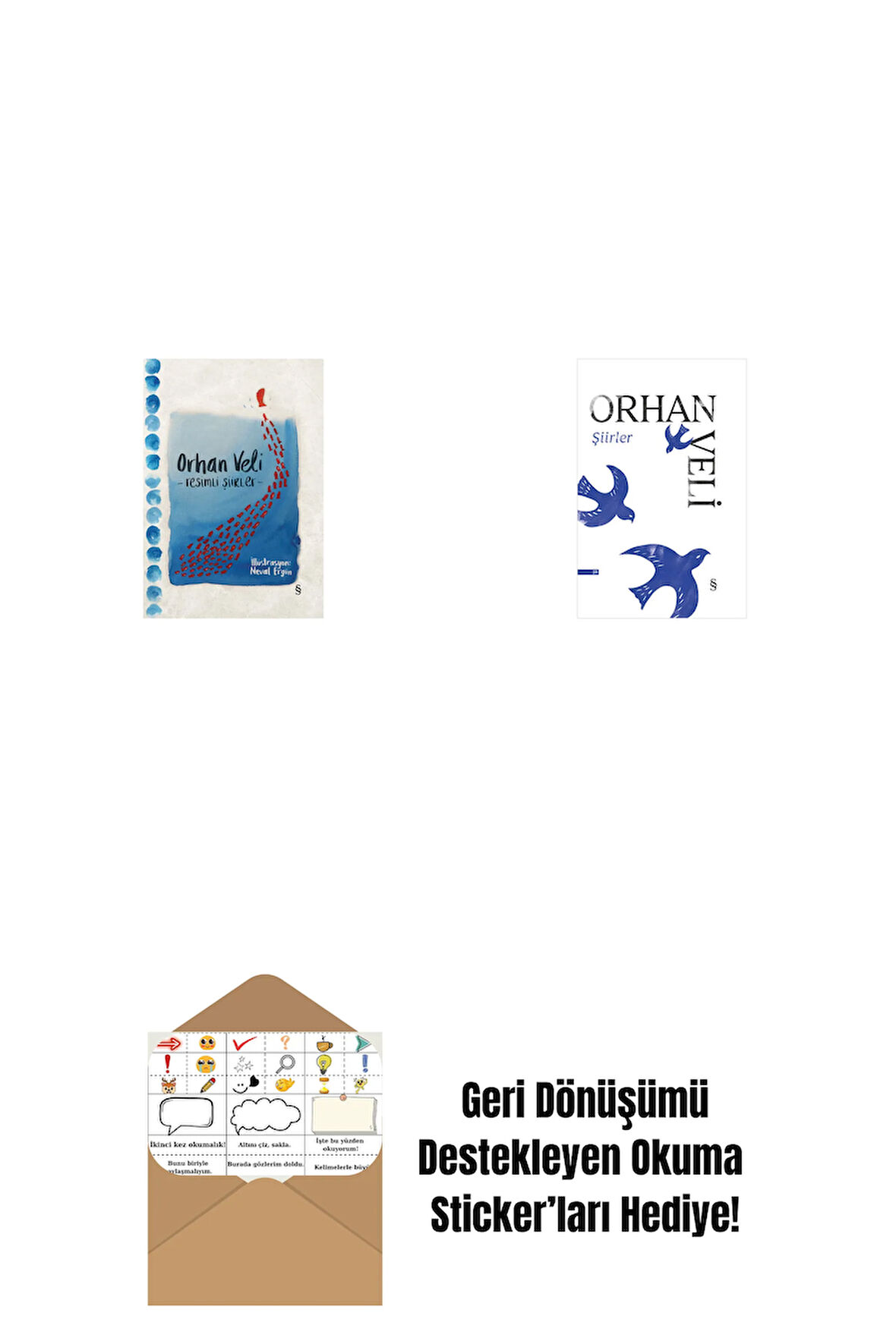 Orhan Veli - Resimli Şiirler (Bez Ciltli) + Şiirler (Ciltli) + Okuma Sticker'ları