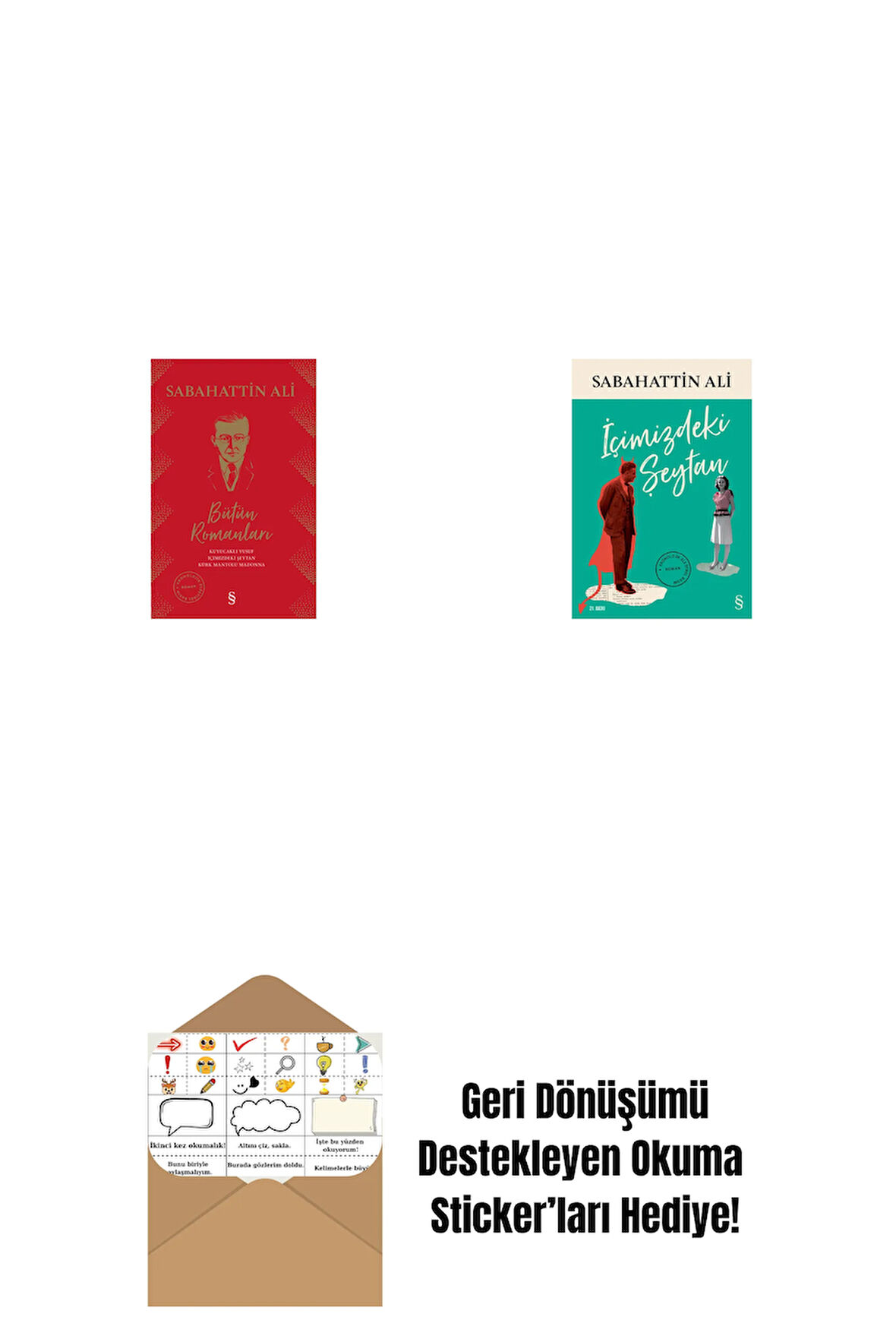 Sabahattin Ali Bütün Romanları (Ciltli) + İçimizdeki Şeytan + Okuma Sticker'ları