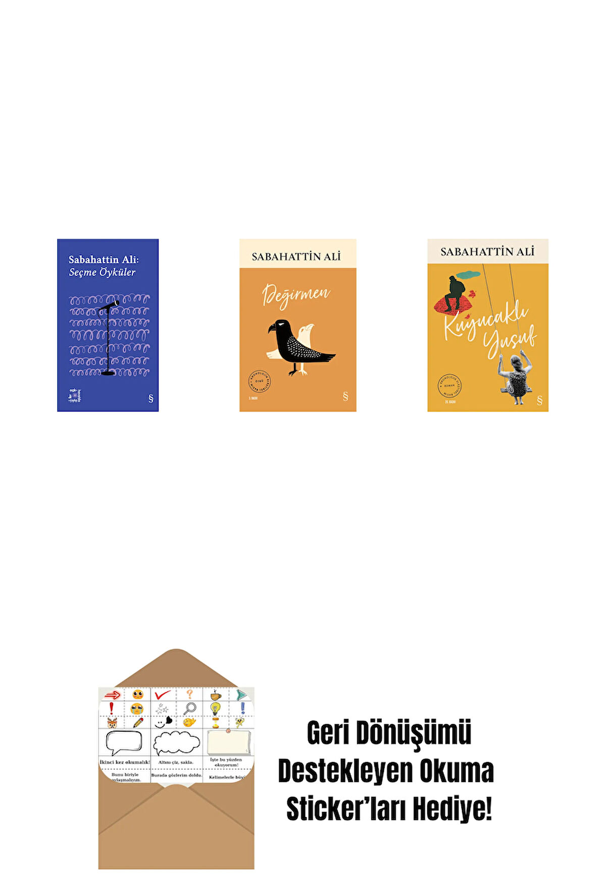 Everest Açıkhava 1 - Sabahattin Ali Seçme Öyküler + Değirmen + Kuyucaklı Yusuf + Okuma Sticker'ları