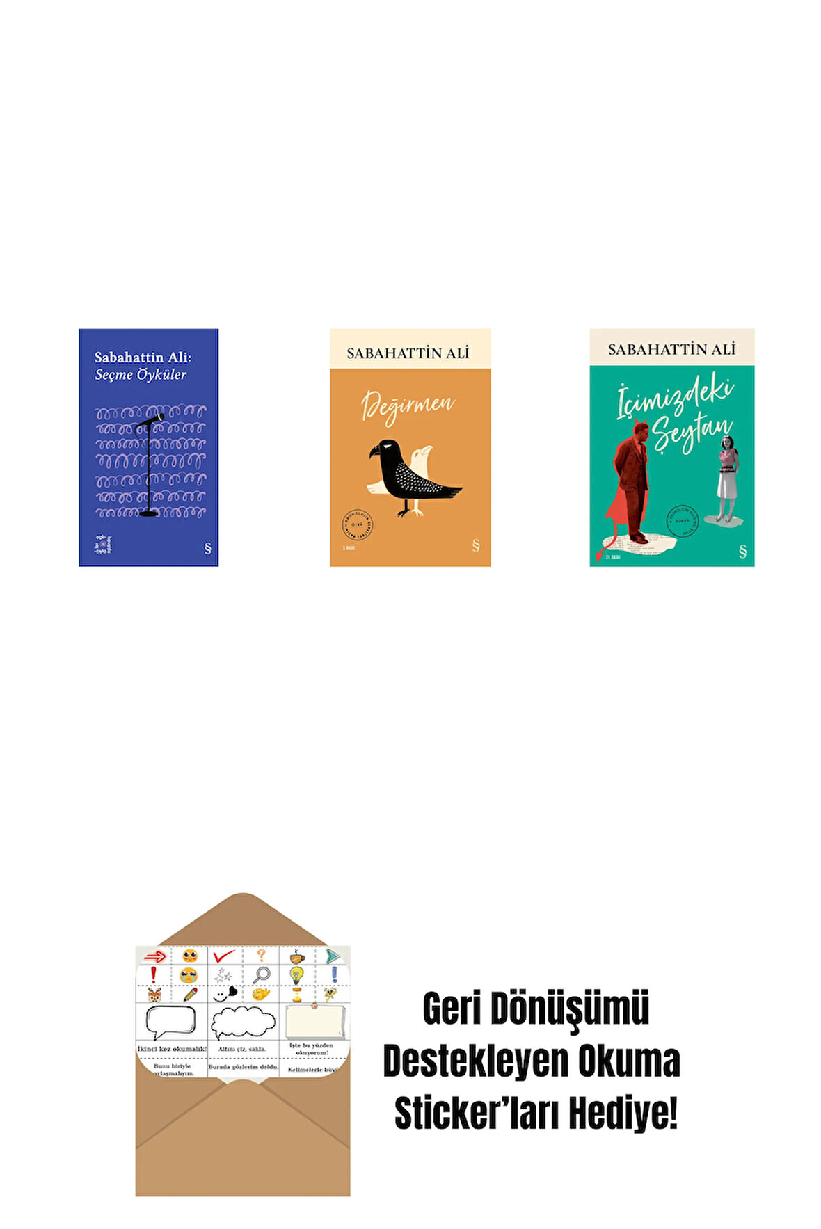 Everest Açıkhava 1 - Sabahattin Ali Seçme Öyküler + Değirmen + İçimizdeki Şeytan + Okuma Sticker'ları