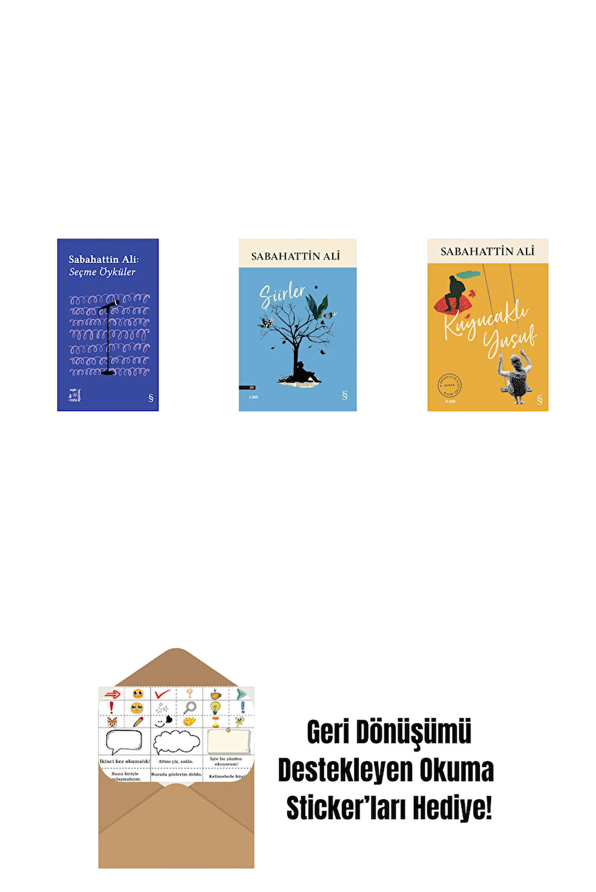 Everest Açıkhava 1 - Sabahattin Ali Seçme Öyküler + Şiirler + Kuyucaklı Yusuf + Okuma Sticker'ları