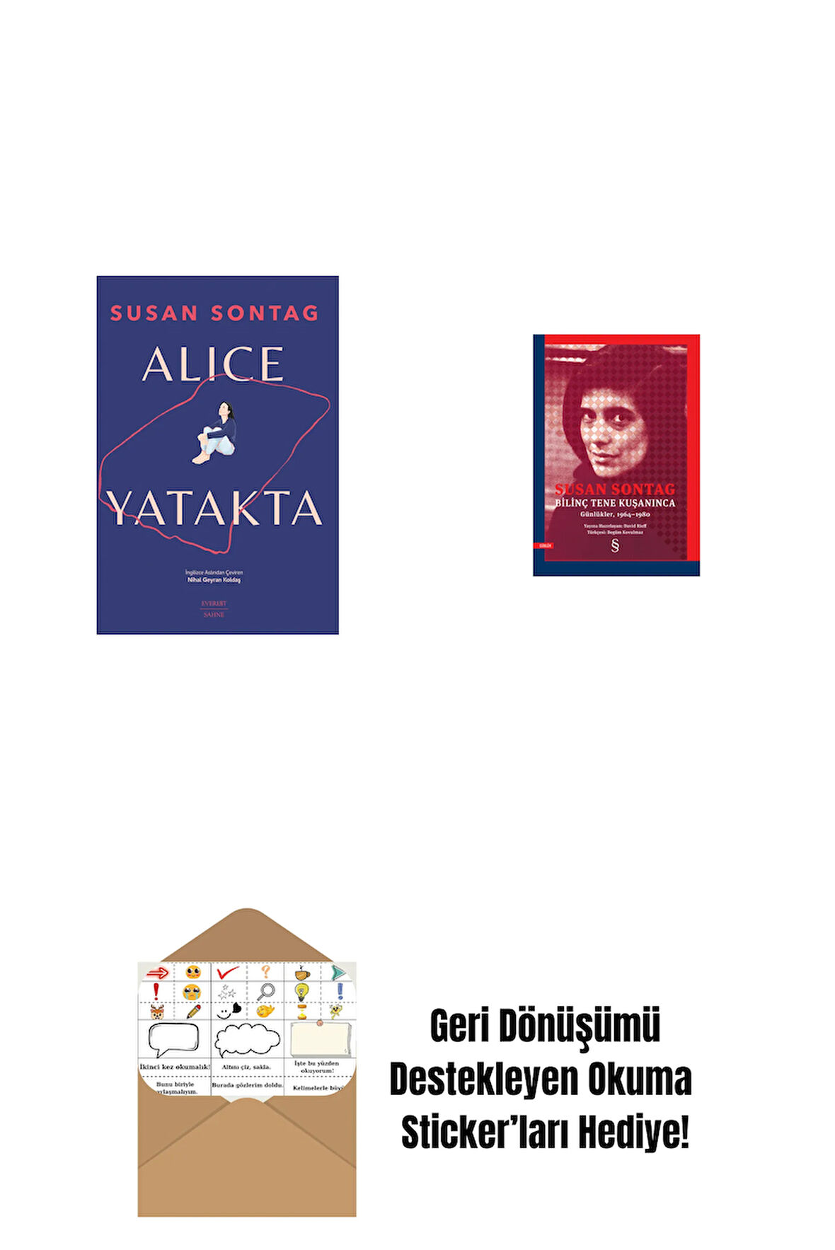 Alice Yatakta + Bilinç Tene Kuşanınca + Okuma Sticker'ları