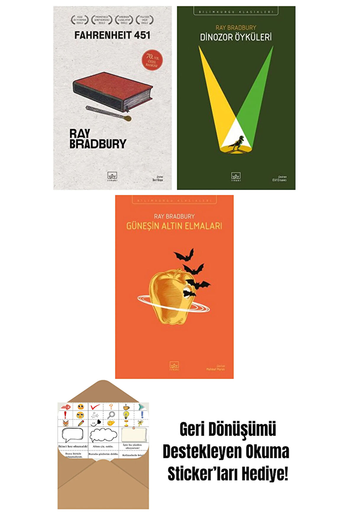 Fahrenheit 451 (70. Yıl Özel Baskısı) + Dinozor Öyküleri + Güneşin Altın Elmaları