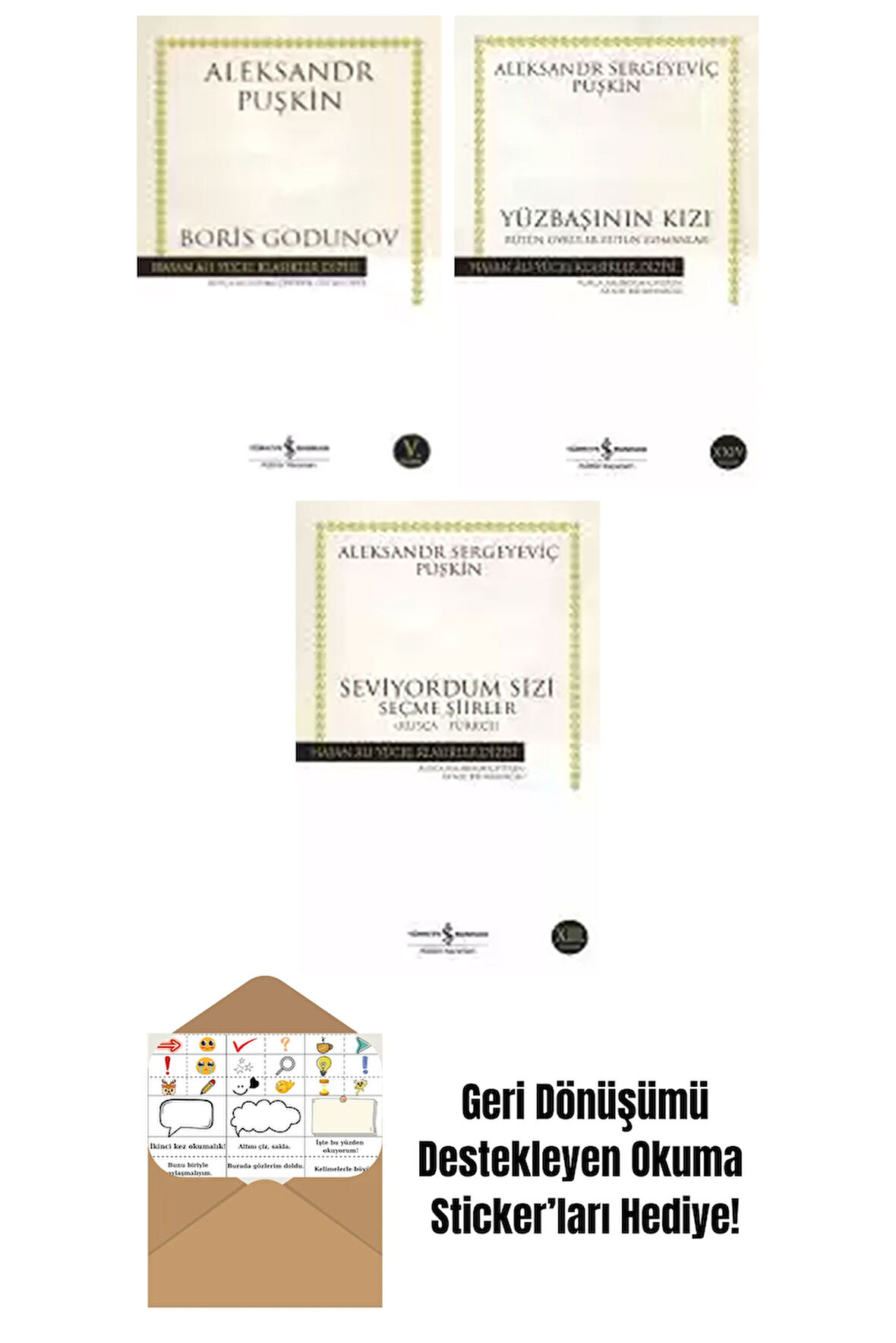 Aleksandr Sergeyeviç Puşkin 3 Kitap Seti + Okuma Sticker'ları