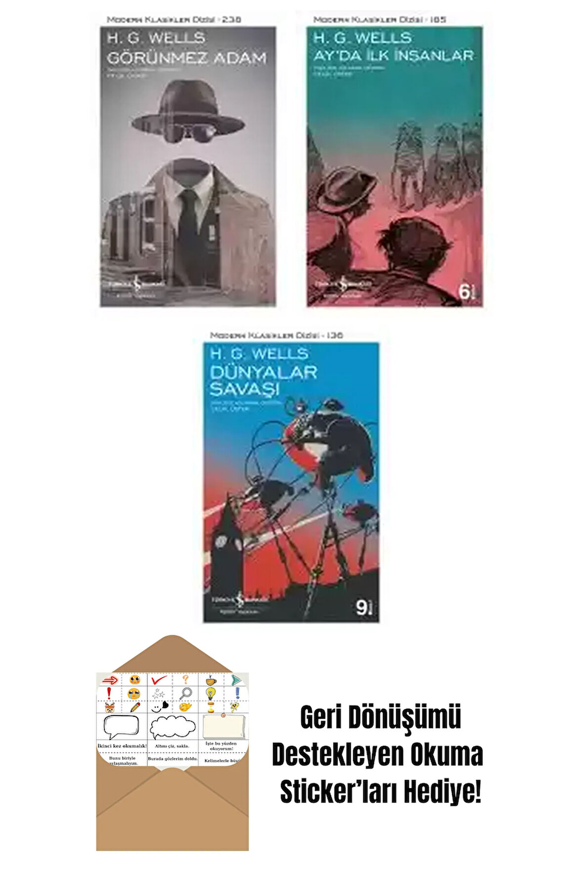 H. G. Wells 3 Kitap Seti + Okuma Sticker'ları