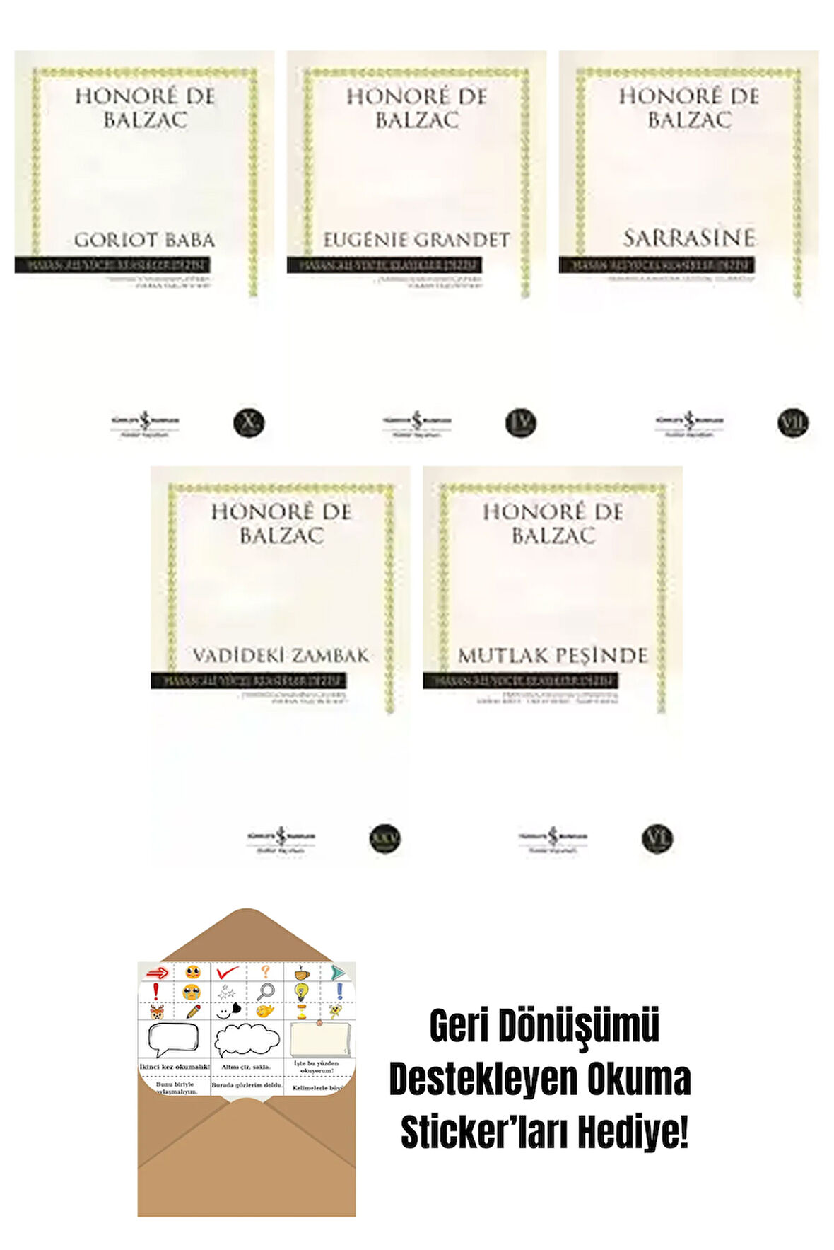 Honoré de Balzac 5 Kitap Seti + Okuma Sticker'ları