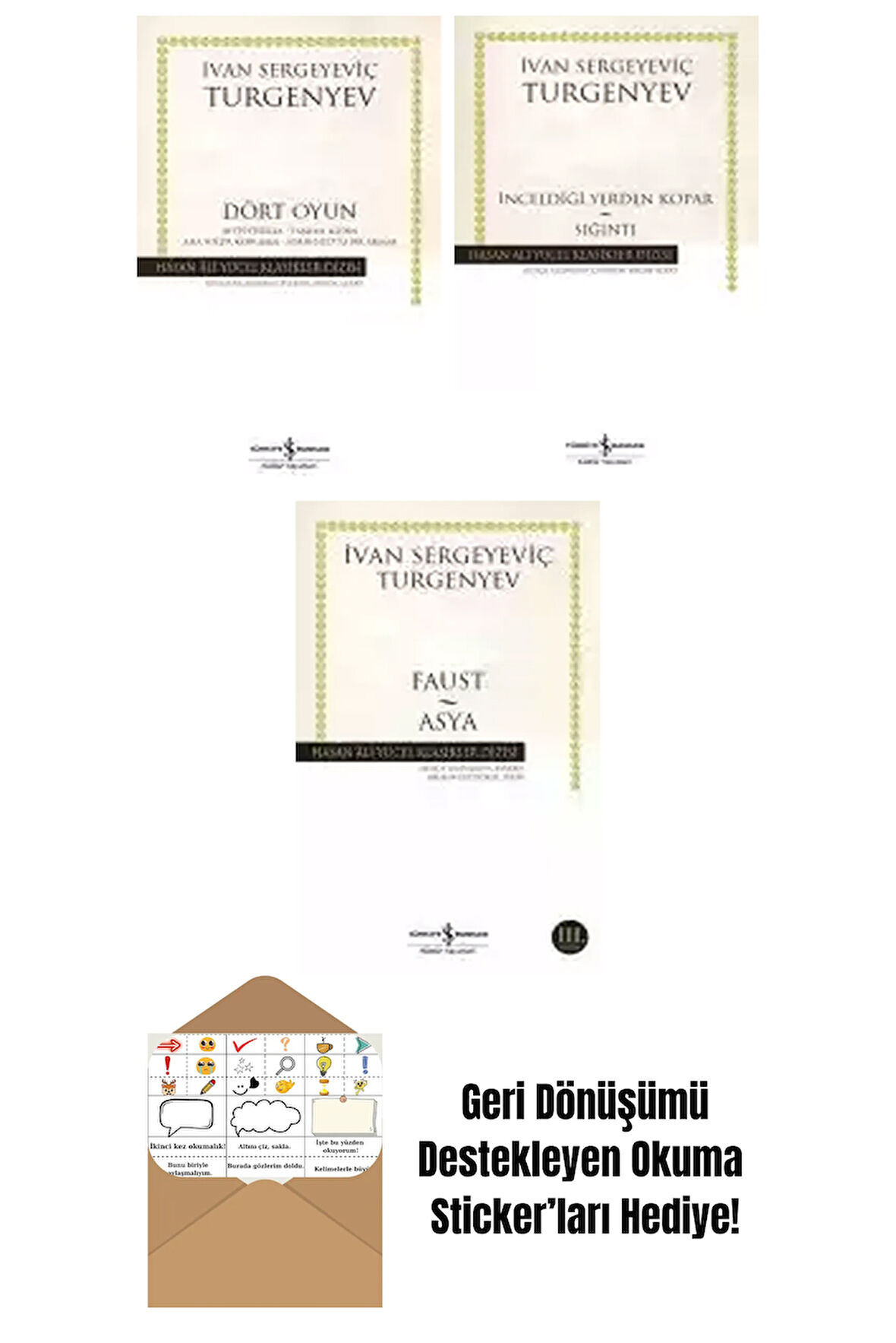İvan Sergeyeviç Turgenyev 3 Kitap Seti + Okuma Sticker'ları