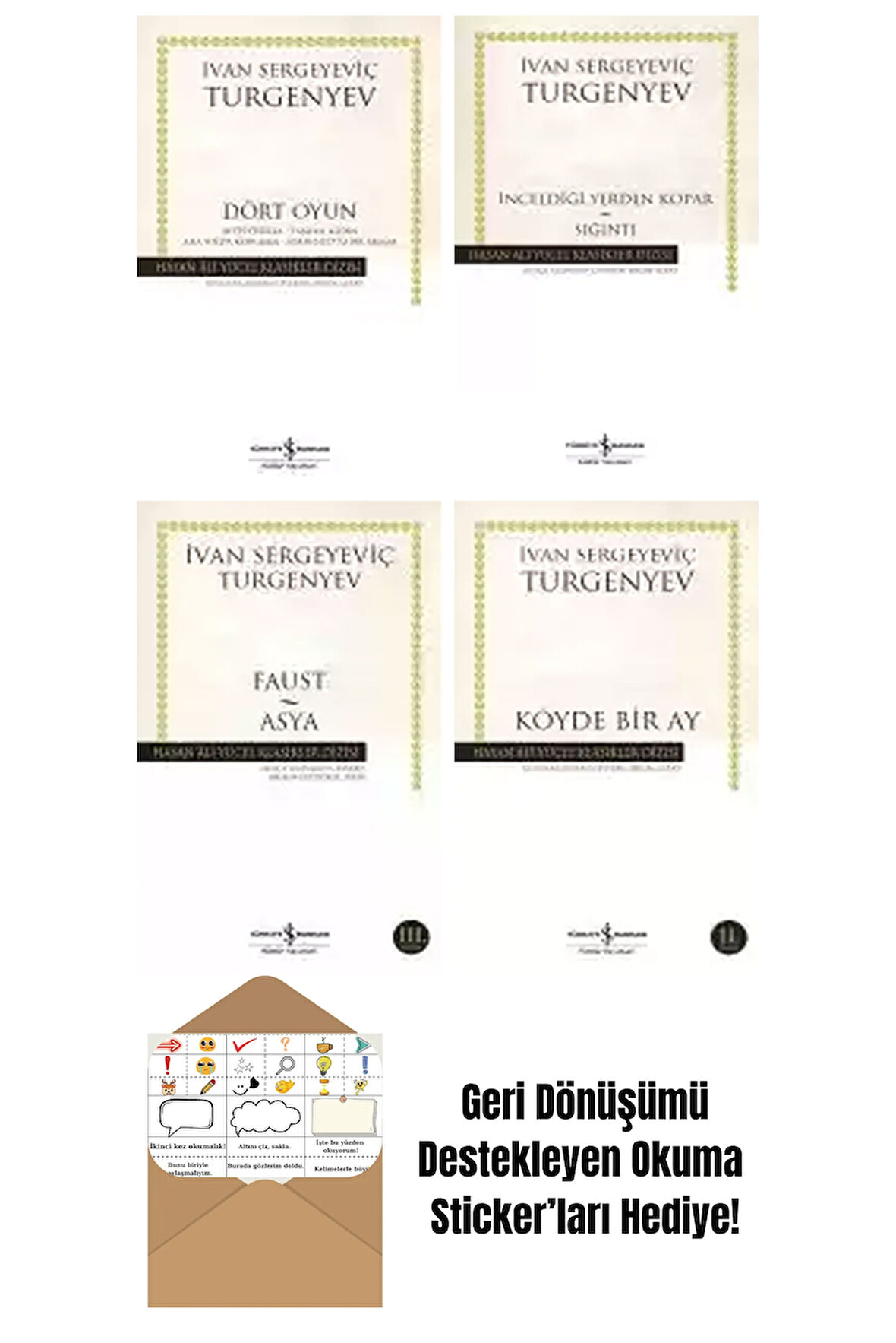 İvan Sergeyeviç Turgenyev 4 Kitap Seti + Okuma Sticker'ları