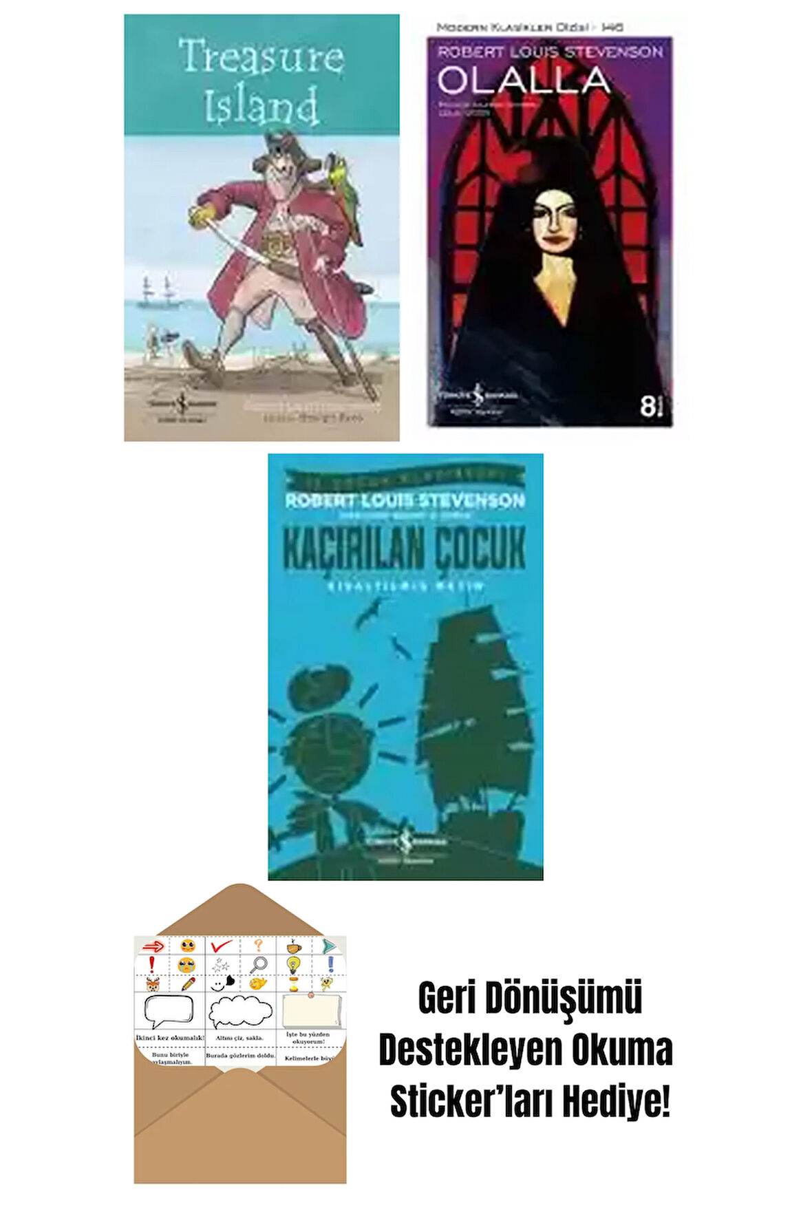 Robert Louis Stevenson 3 Kitap Seti + Okuma Sticker'ları