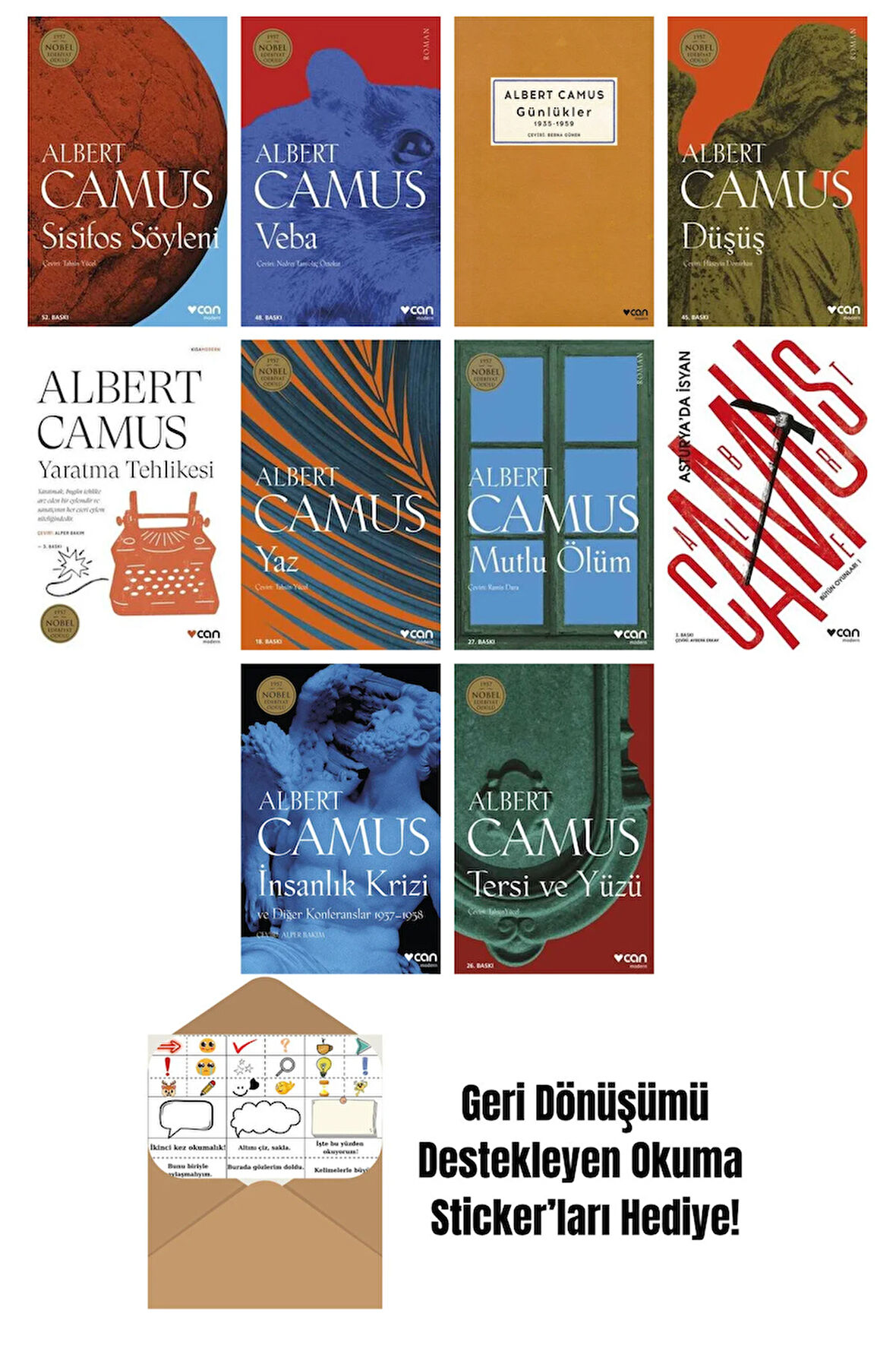 Albert Camus 10 Kitap Seti + Okuma Sticker'ları