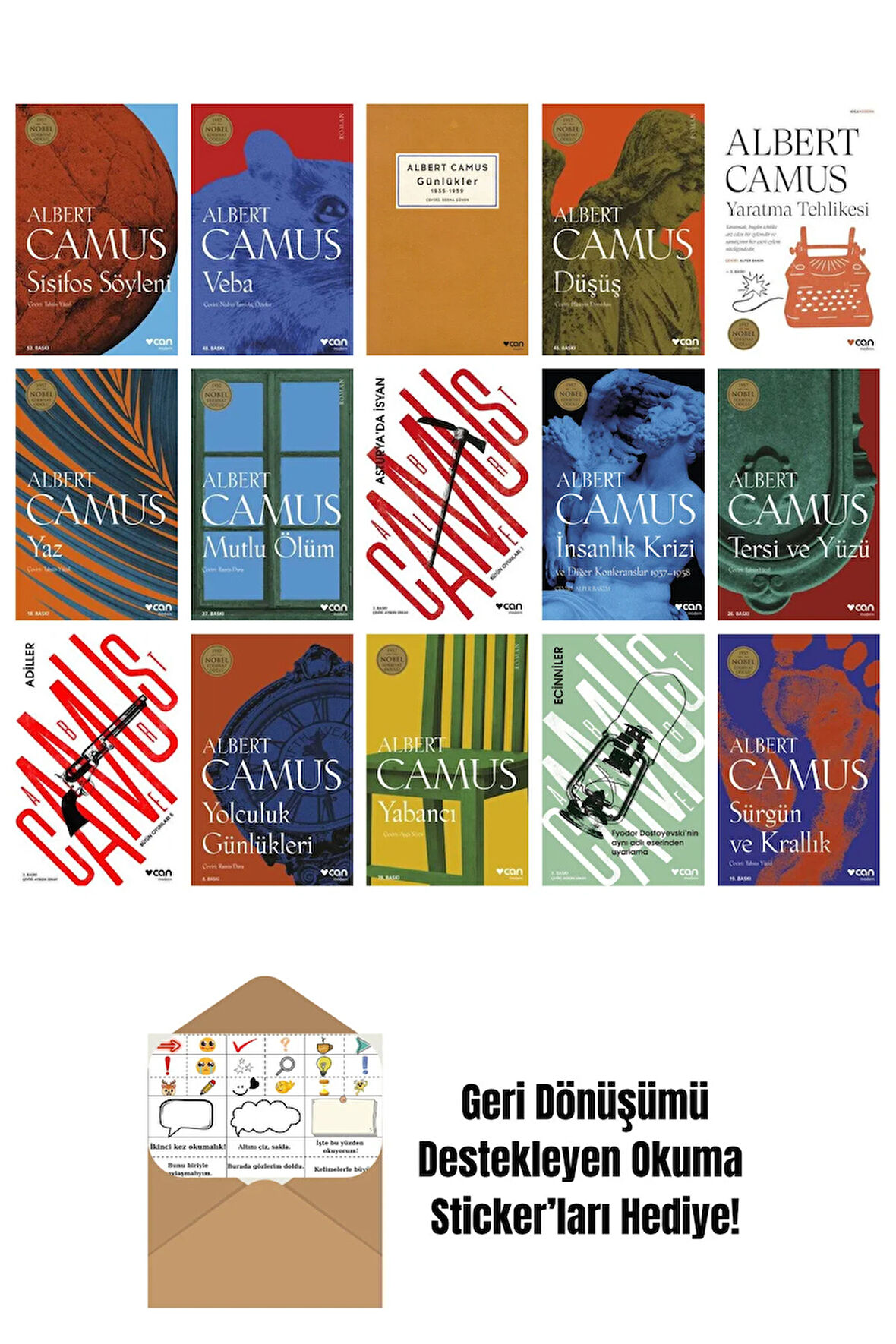 Albert Camus 15 Kitap Seti + Okuma Sticker'ları