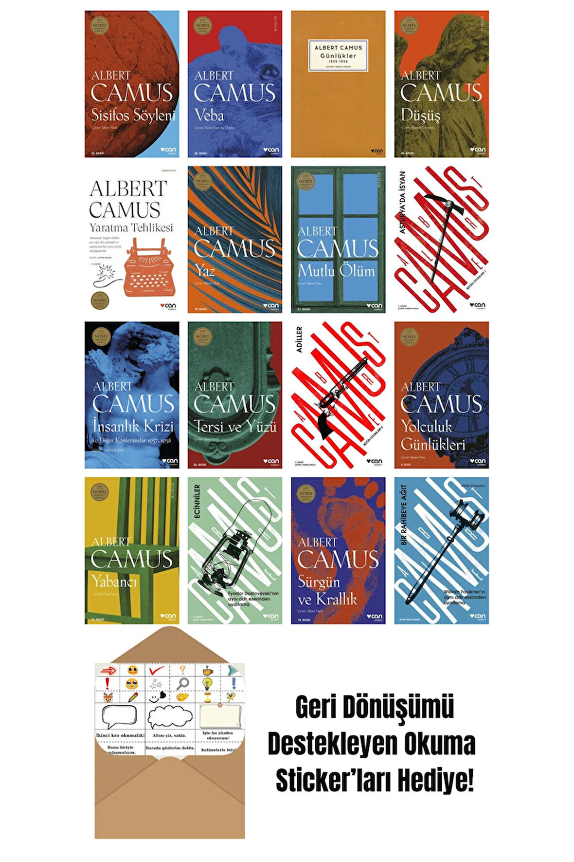 Albert Camus 16 Kitap Seti + Okuma Sticker'ları