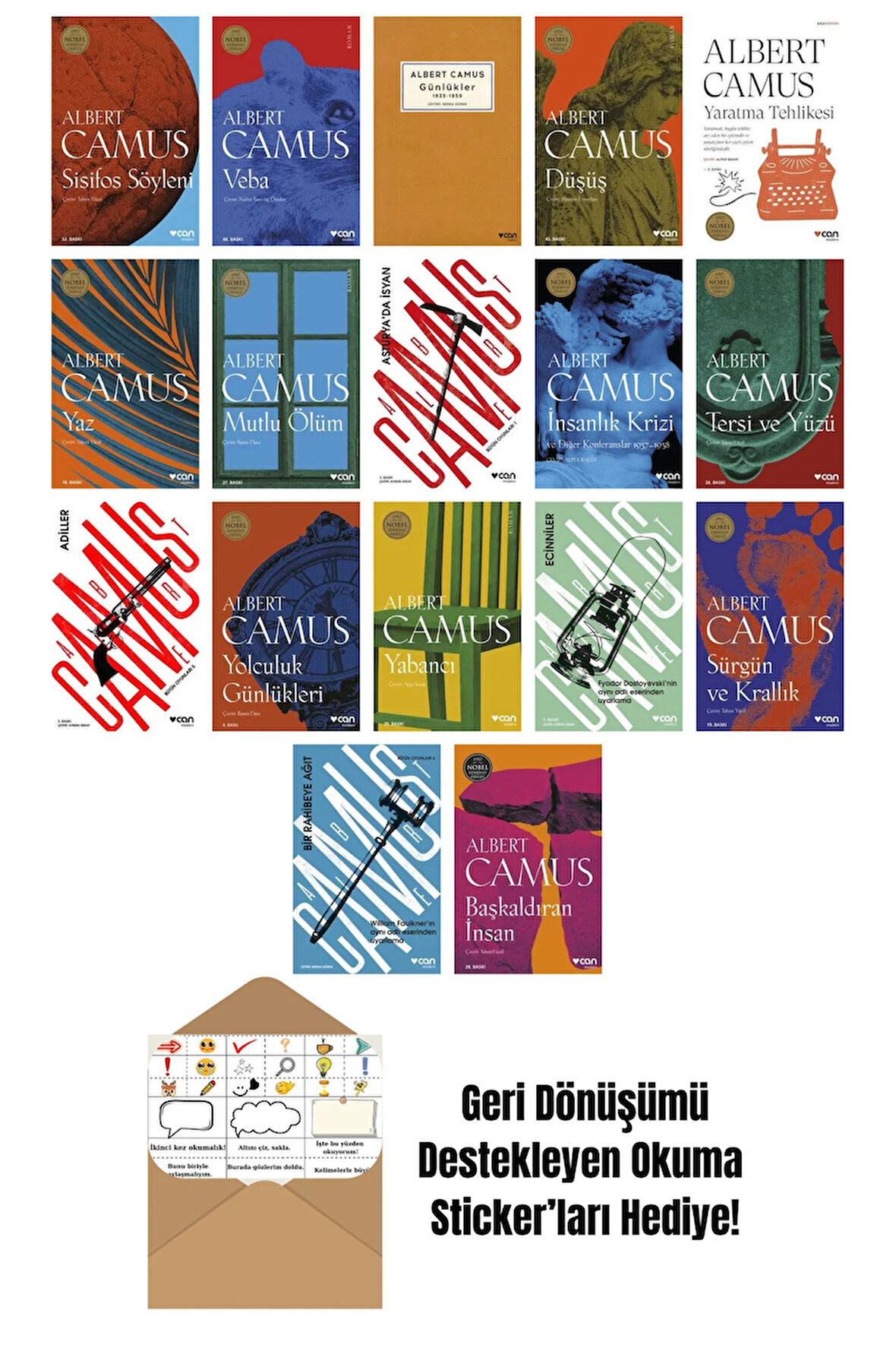 Albert Camus 17 Kitap Seti + Okuma Sticker'ları