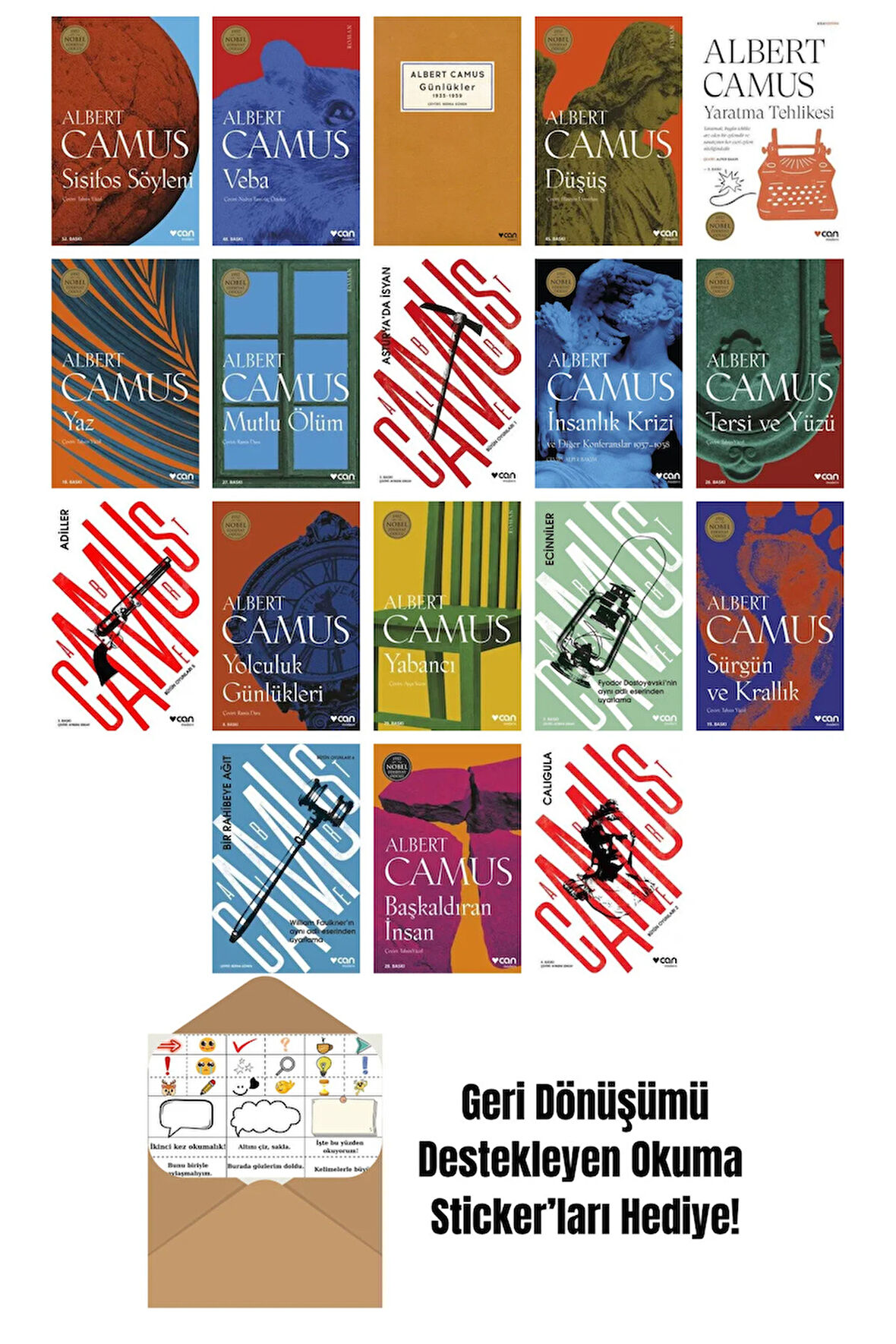 Albert Camus 18 Kitap Seti + Okuma Sticker'ları