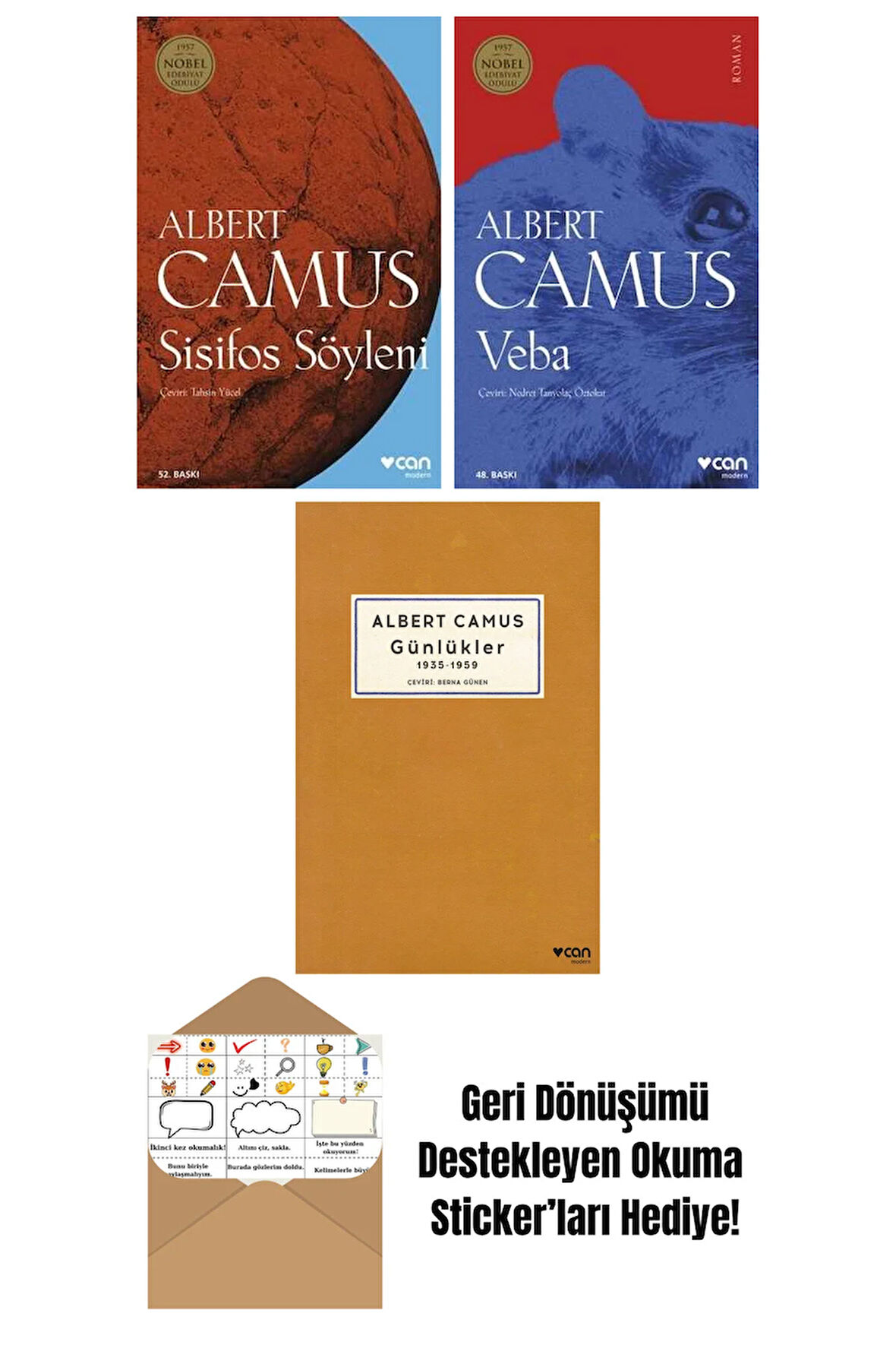 Albert Camus 3 Kitap Seti + Okuma Sticker'ları
