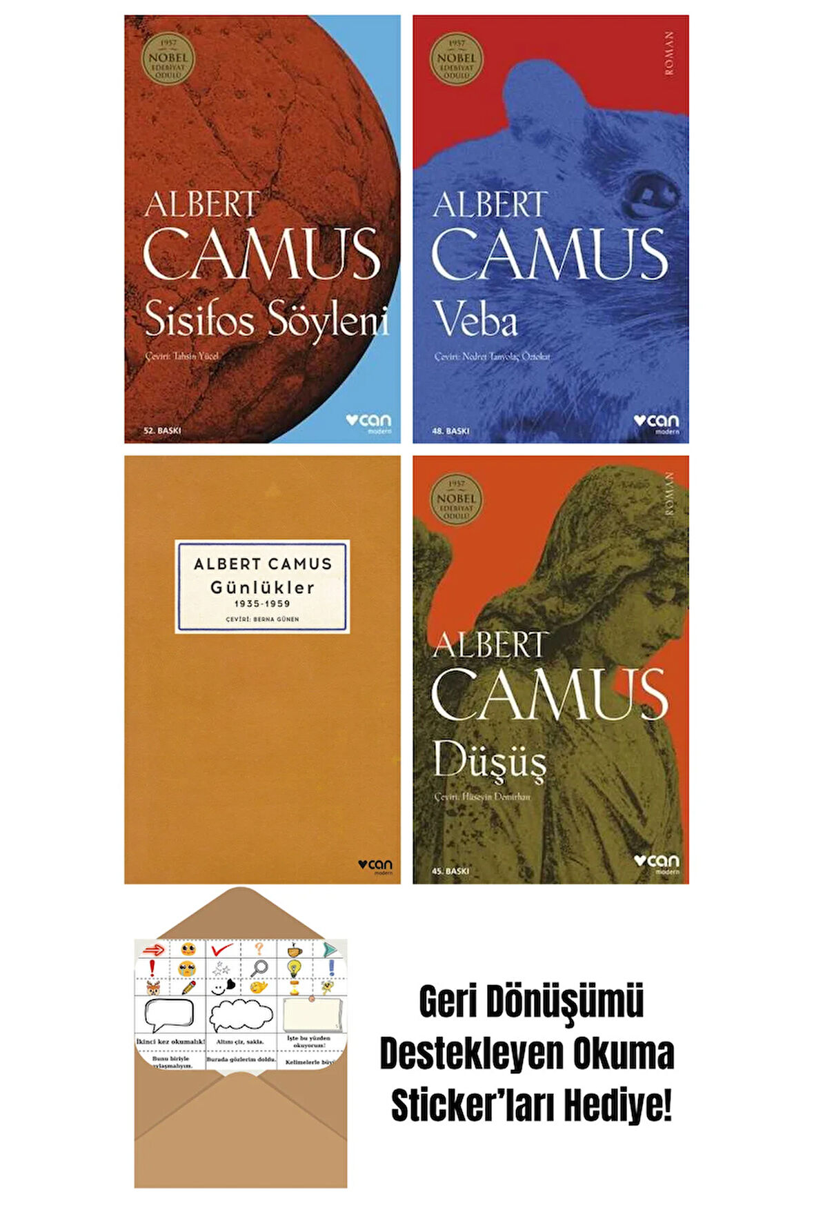 Albert Camus 4 Kitap Seti + Okuma Sticker'ları