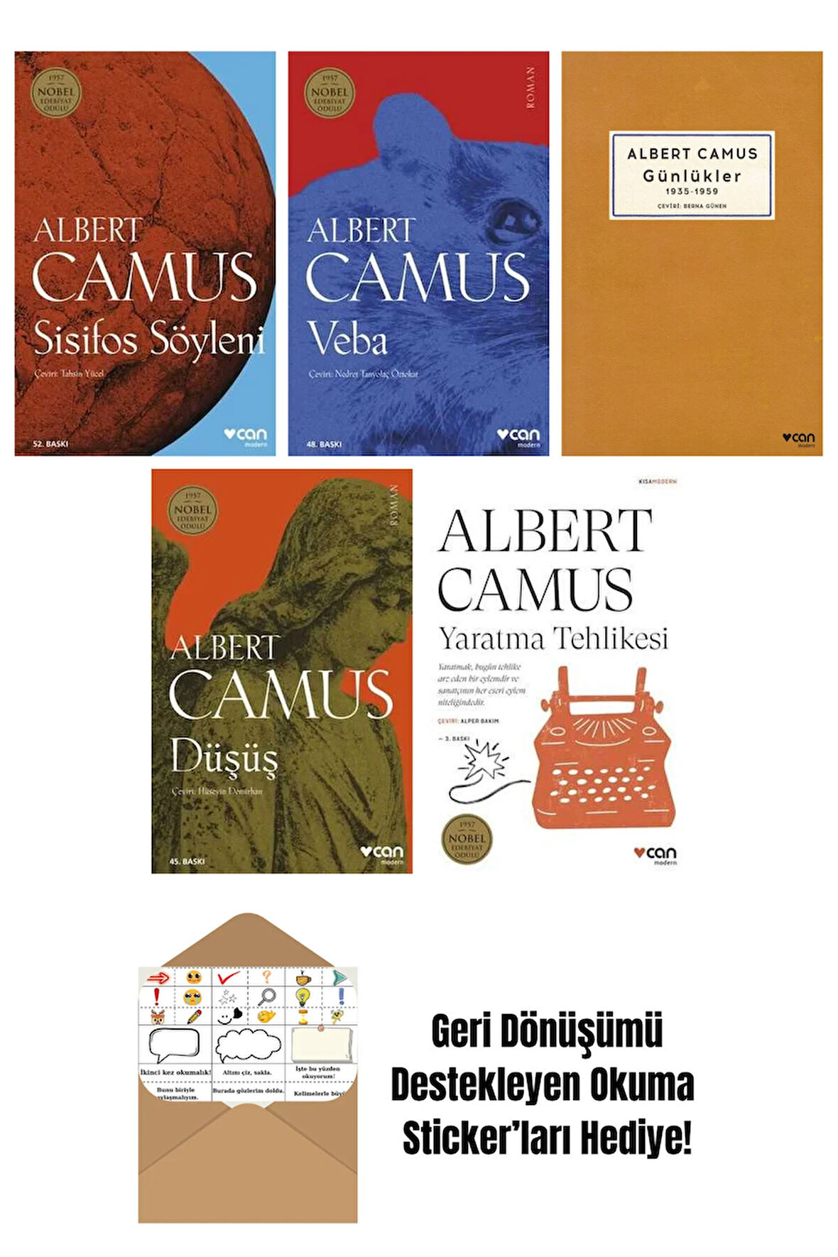 Albert Camus 5 Kitap Seti + Okuma Sticker'ları