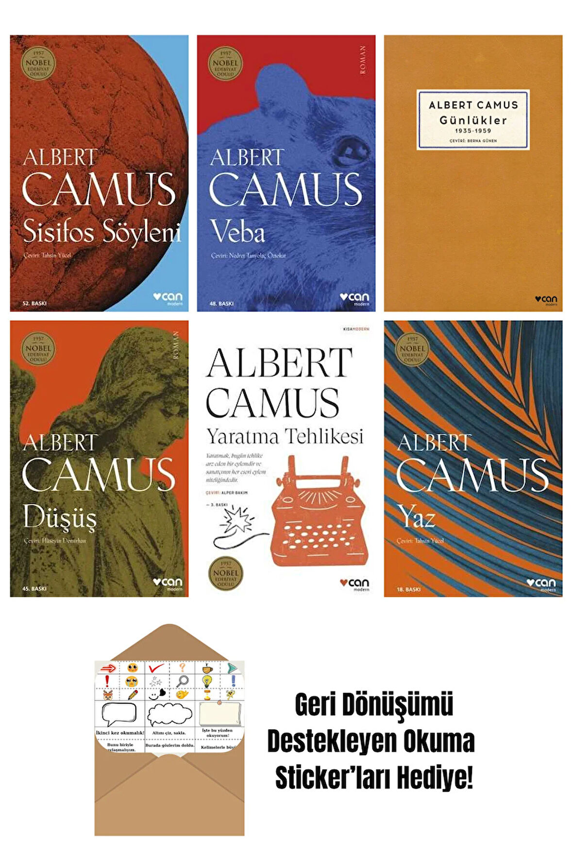 Albert Camus 6 Kitap Seti + Okuma Sticker'ları