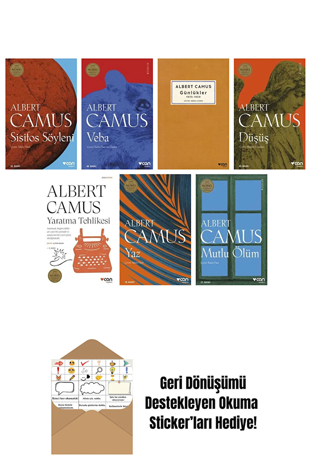 Albert Camus 7 Kitap Seti + Okuma Sticker'ları