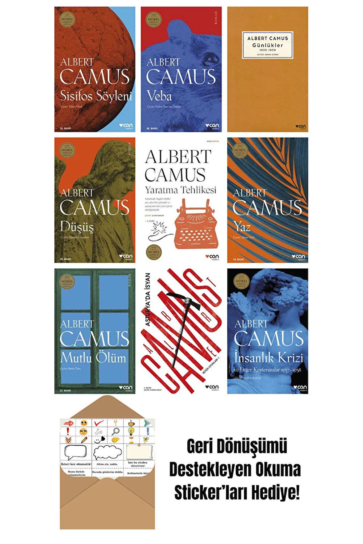 Albert Camus 9 Kitap Seti + Okuma Sticker'ları