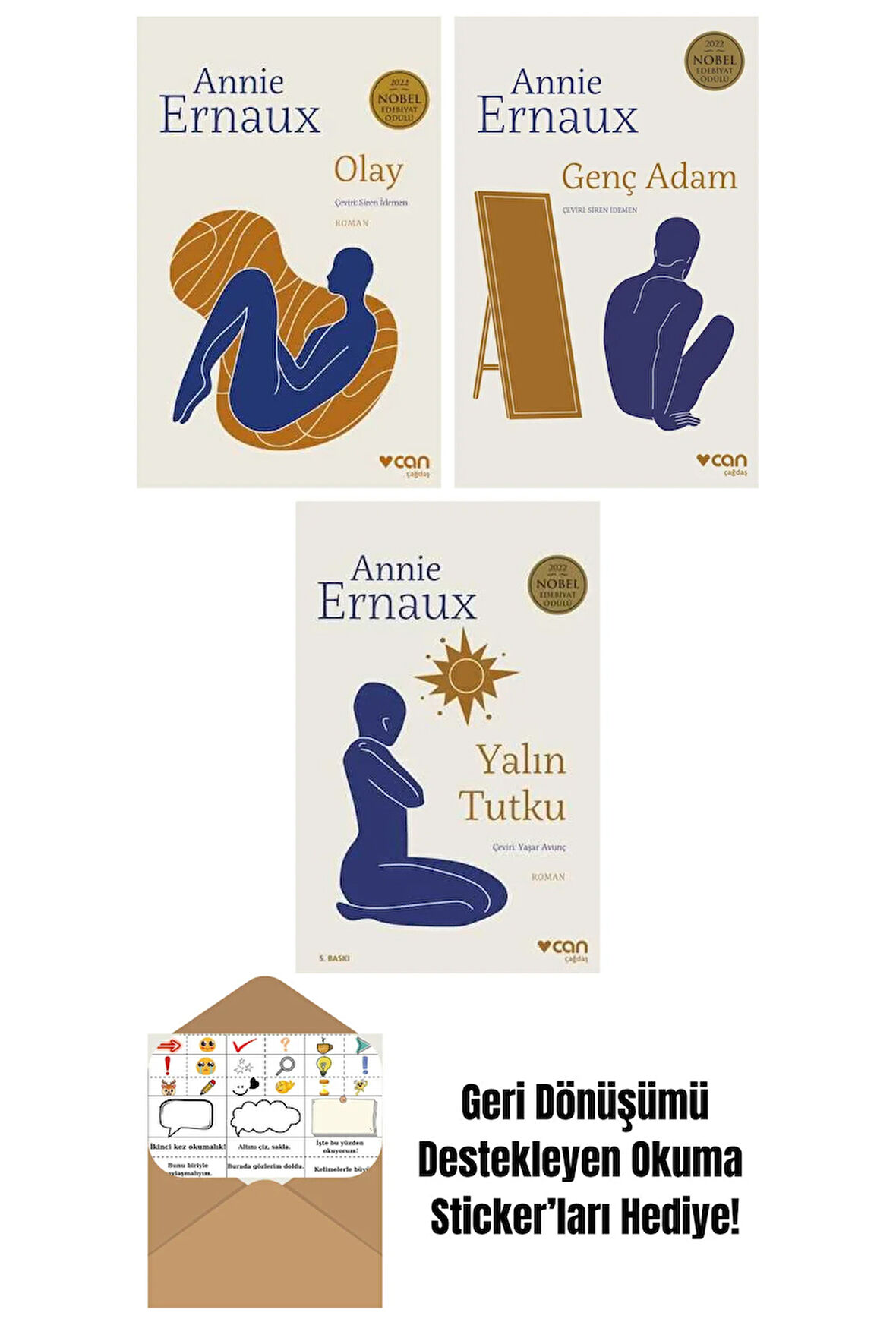 Annie Ernaux 3 Kitap Seti + Okuma Sticker'ları