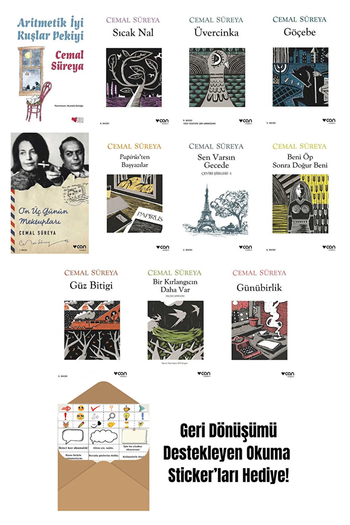 Cemal Süreya 11 Kitap Seti + Okuma Sticker'ları