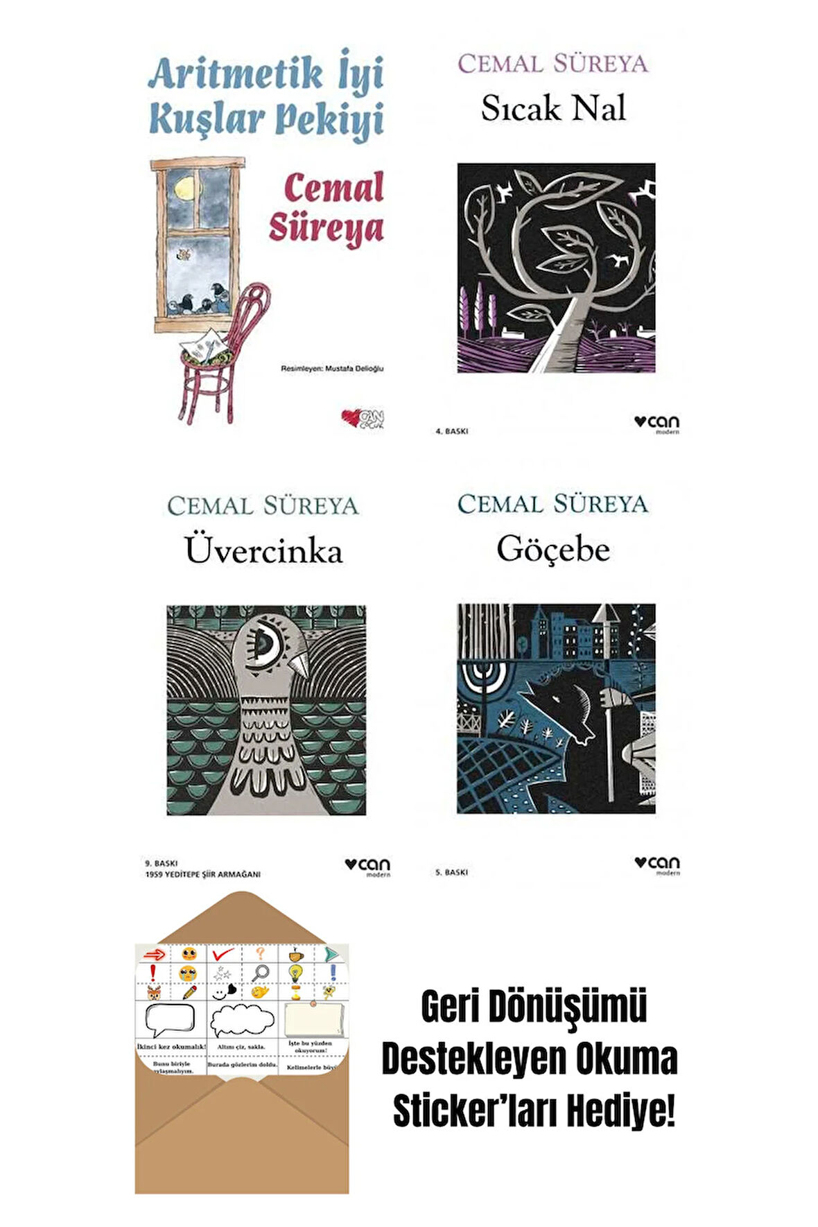 Cemal Süreya 4 Kitap Seti + Okuma Sticker'ları