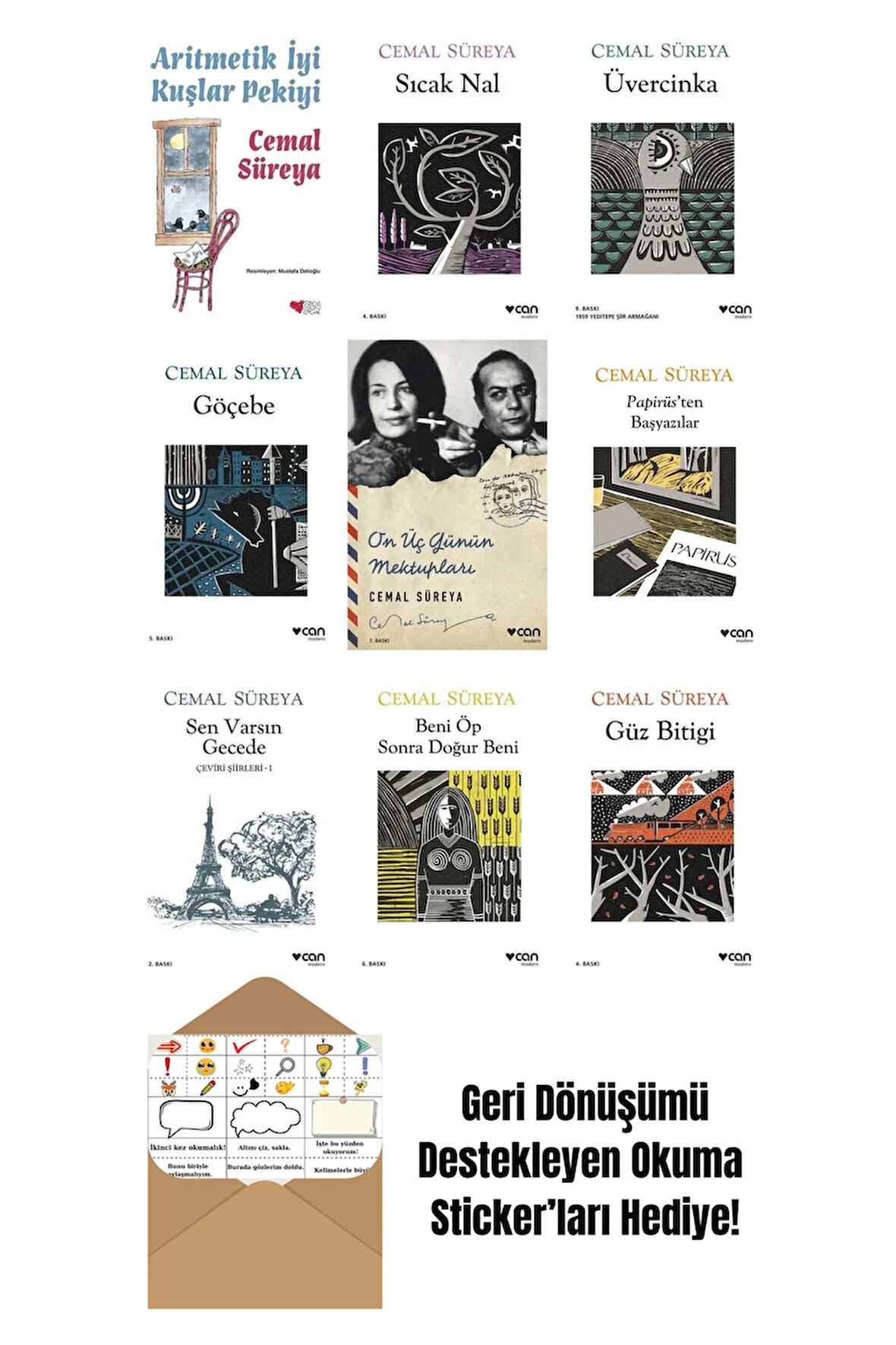 Cemal Süreya 9 Kitap Seti + Okuma Sticker'ları
