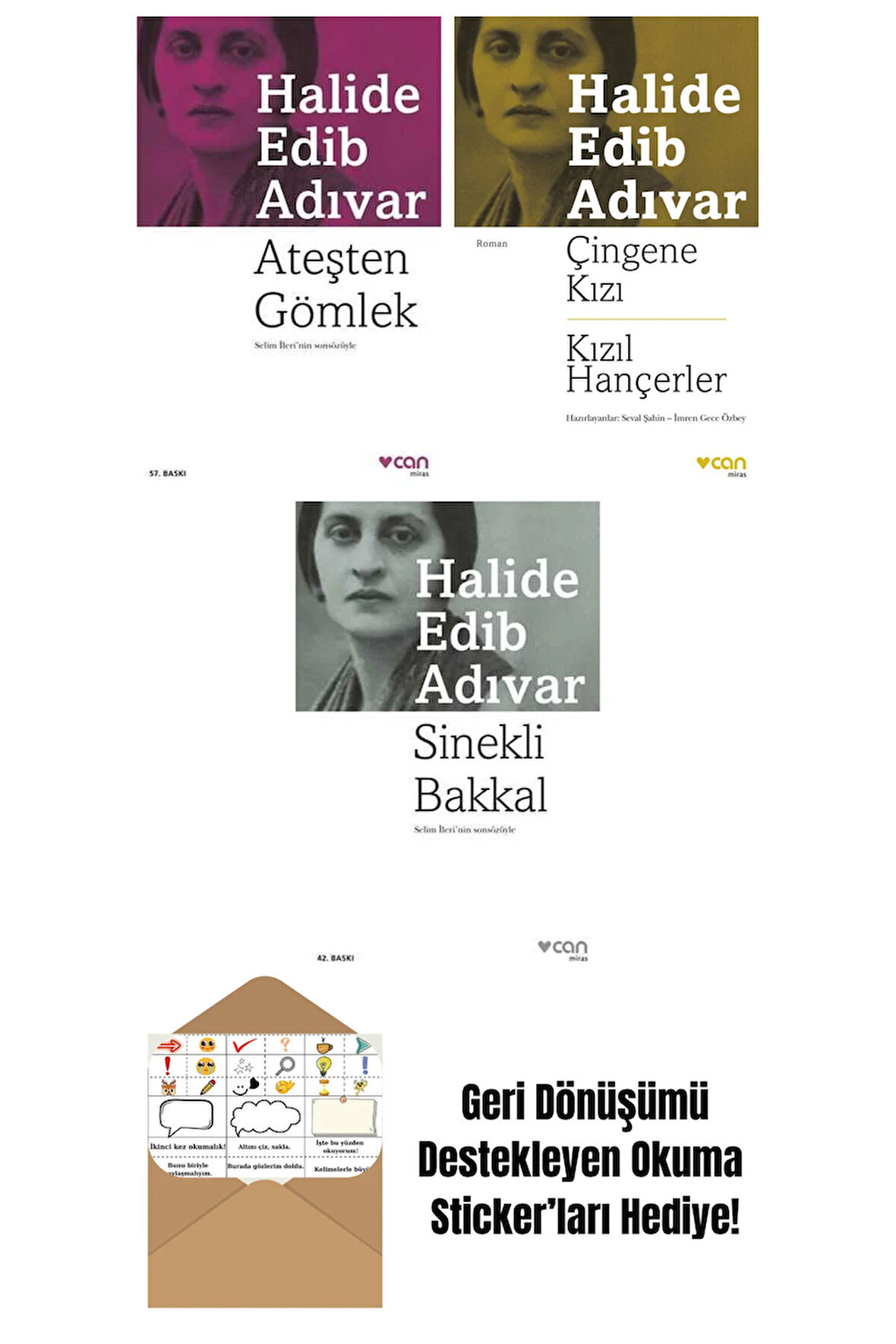 Halide Edib Adıvar 3 Kitap Seti + Okuma Sticker'ları