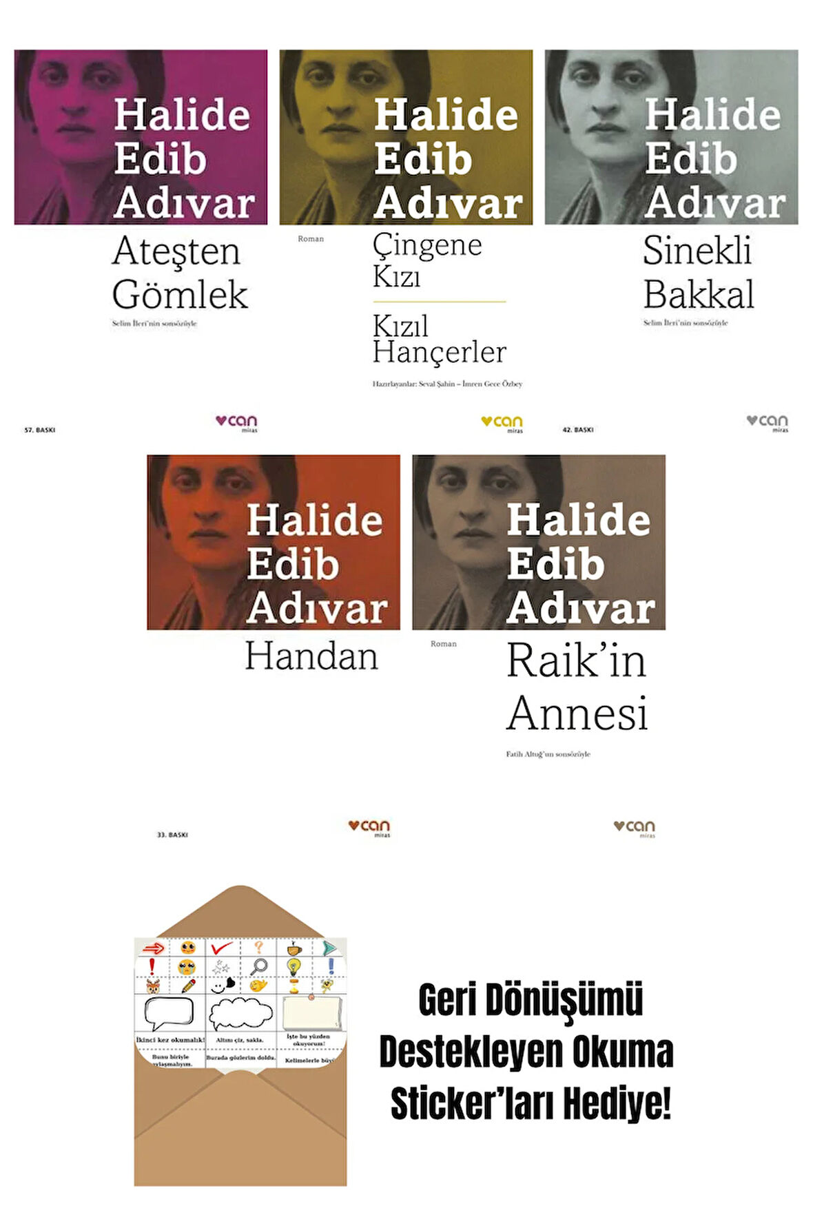 Halide Edib Adıvar 5 Kitap Seti + Okuma Sticker'ları