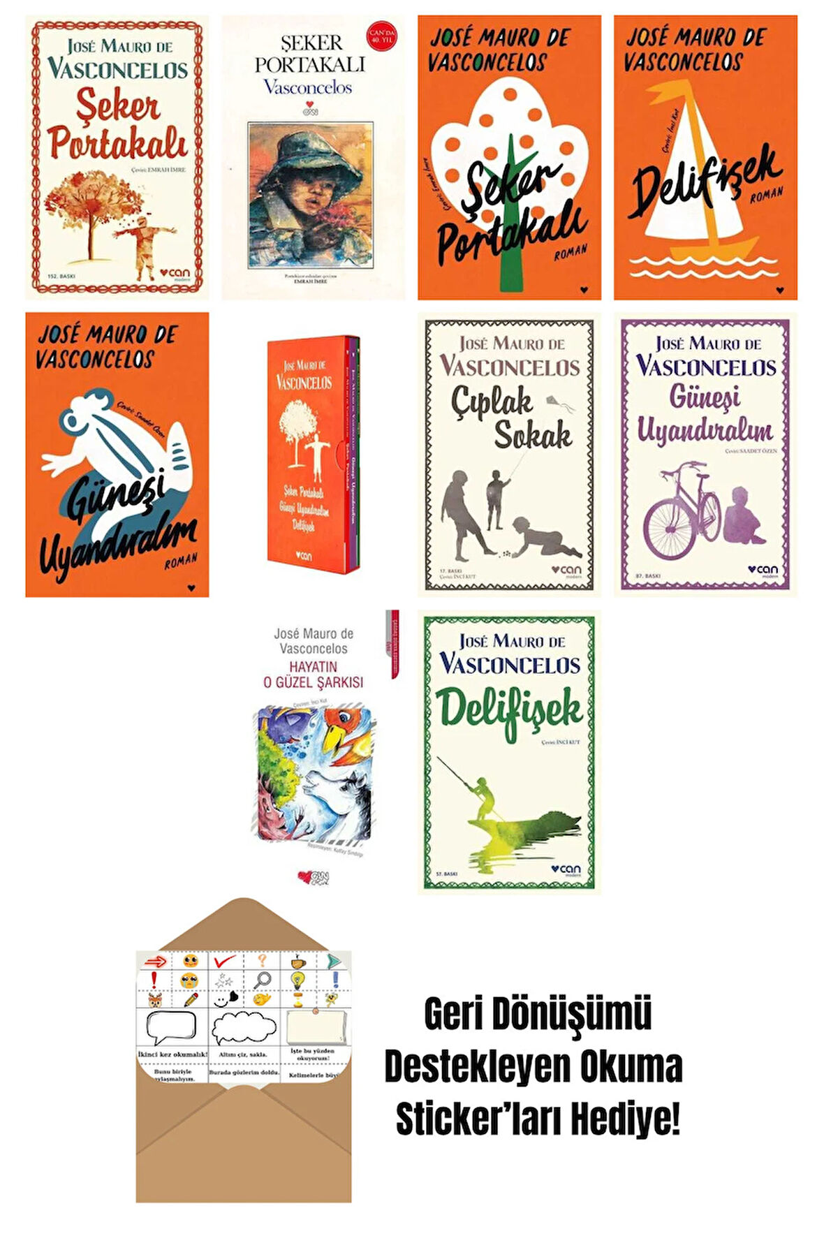 José Mauro de Vasconcelos 10 Kitap Seti + Okuma Sticker'ları