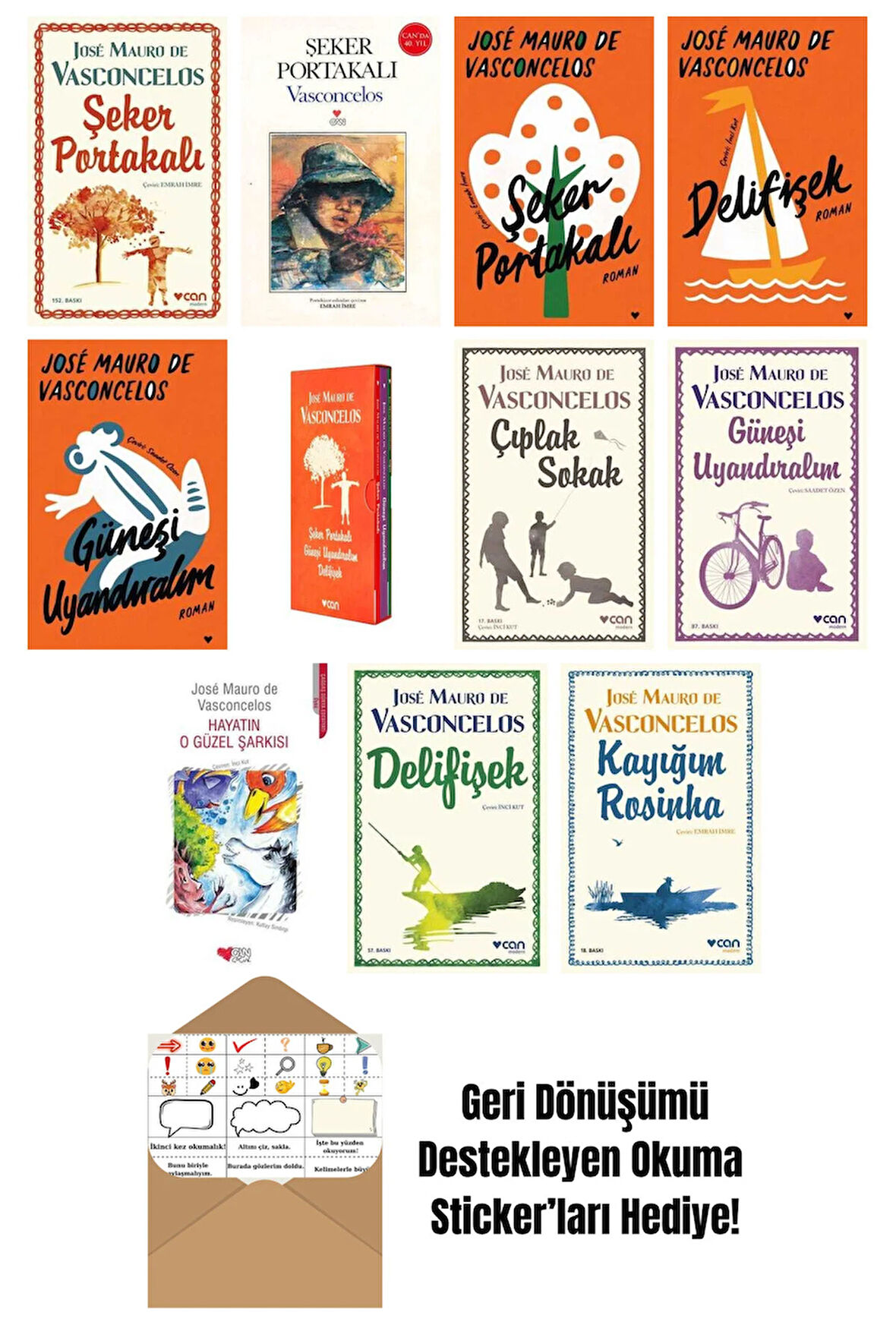 José Mauro de Vasconcelos 11 Kitap Seti + Okuma Sticker'ları