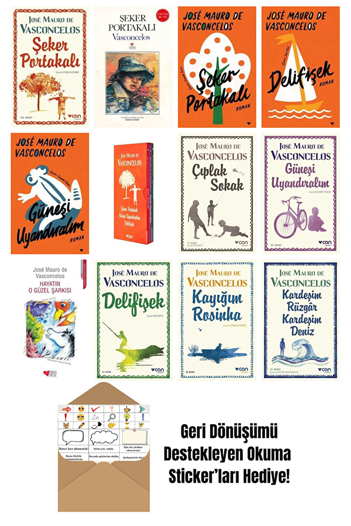 José Mauro de Vasconcelos 12 Kitap Seti + Okuma Sticker'ları