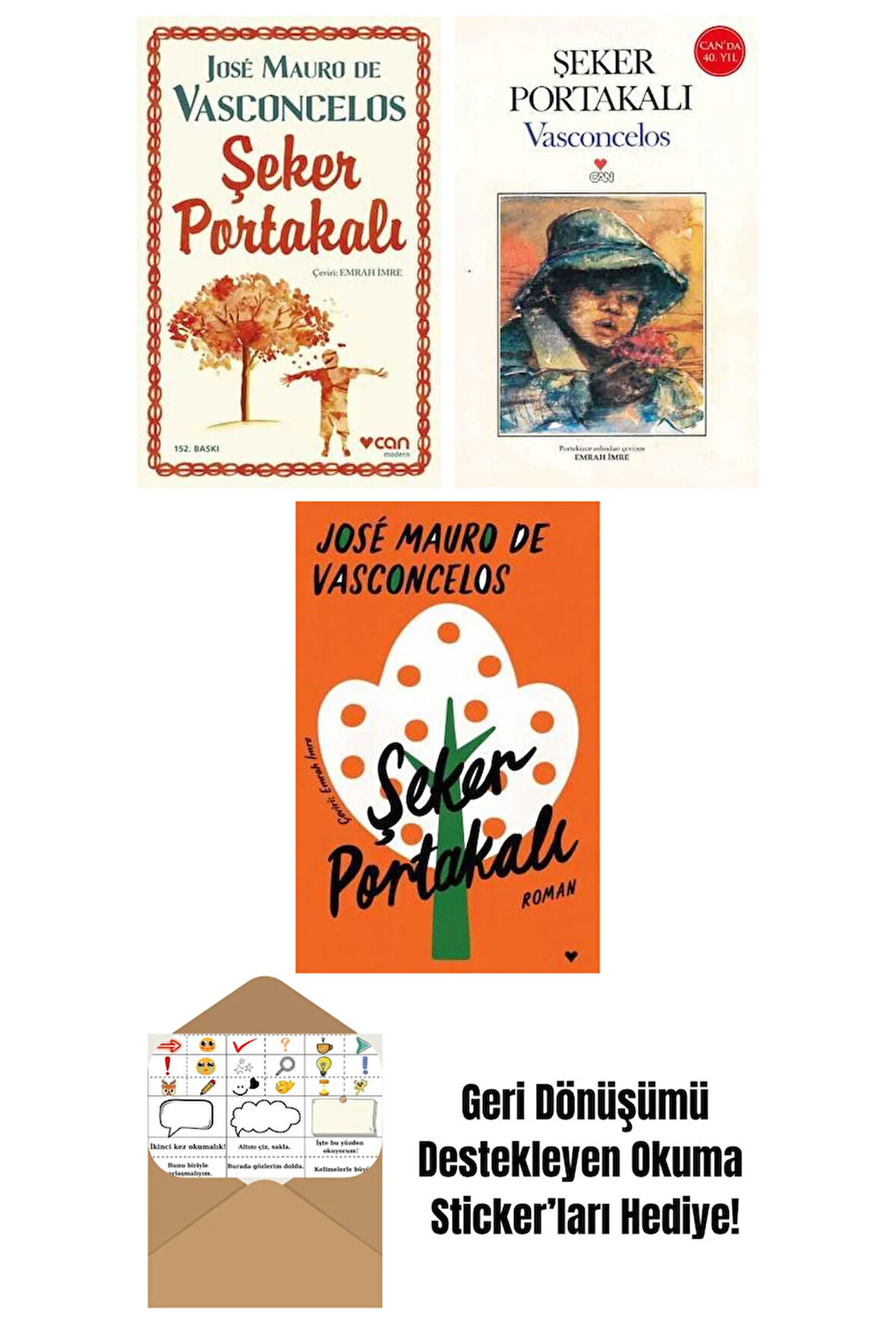 José Mauro de Vasconcelos 3 Kitap Seti + Okuma Sticker'ları