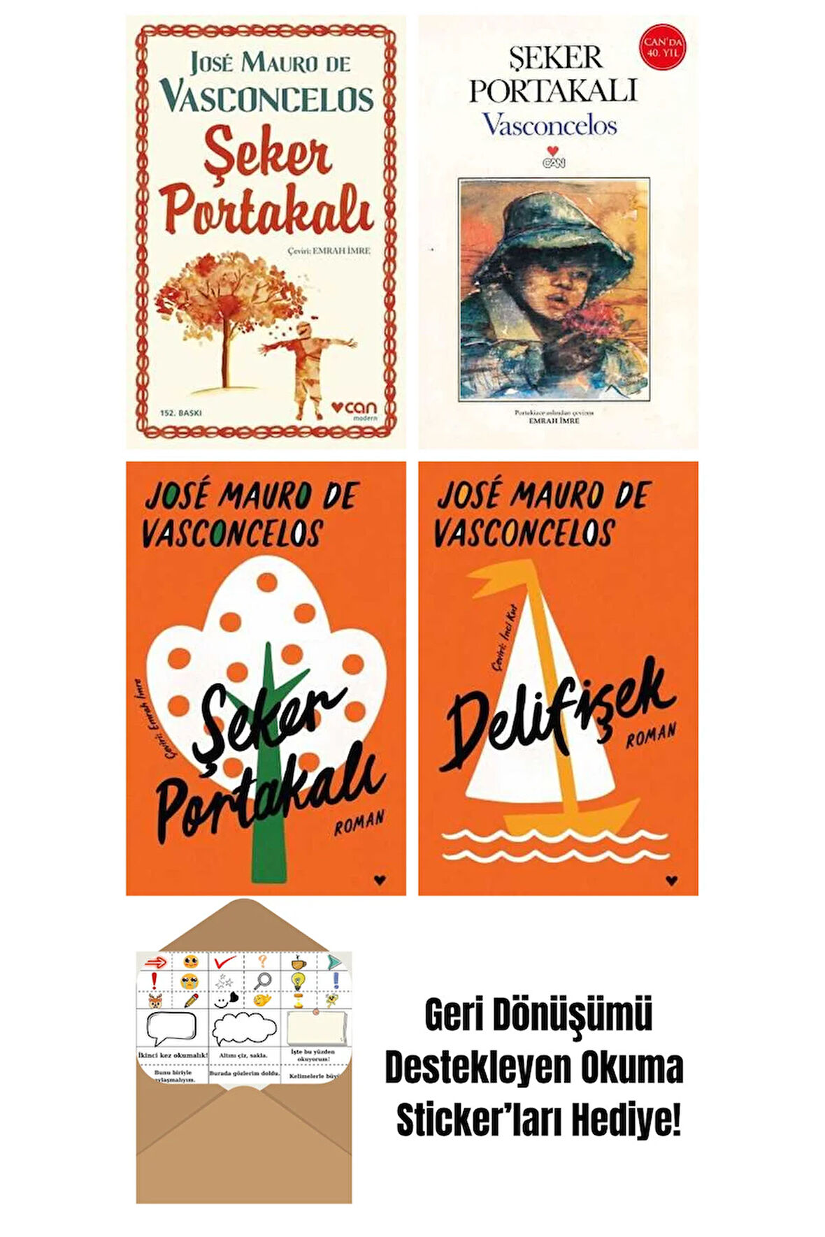 José Mauro de Vasconcelos 4 Kitap Seti + Okuma Sticker'ları