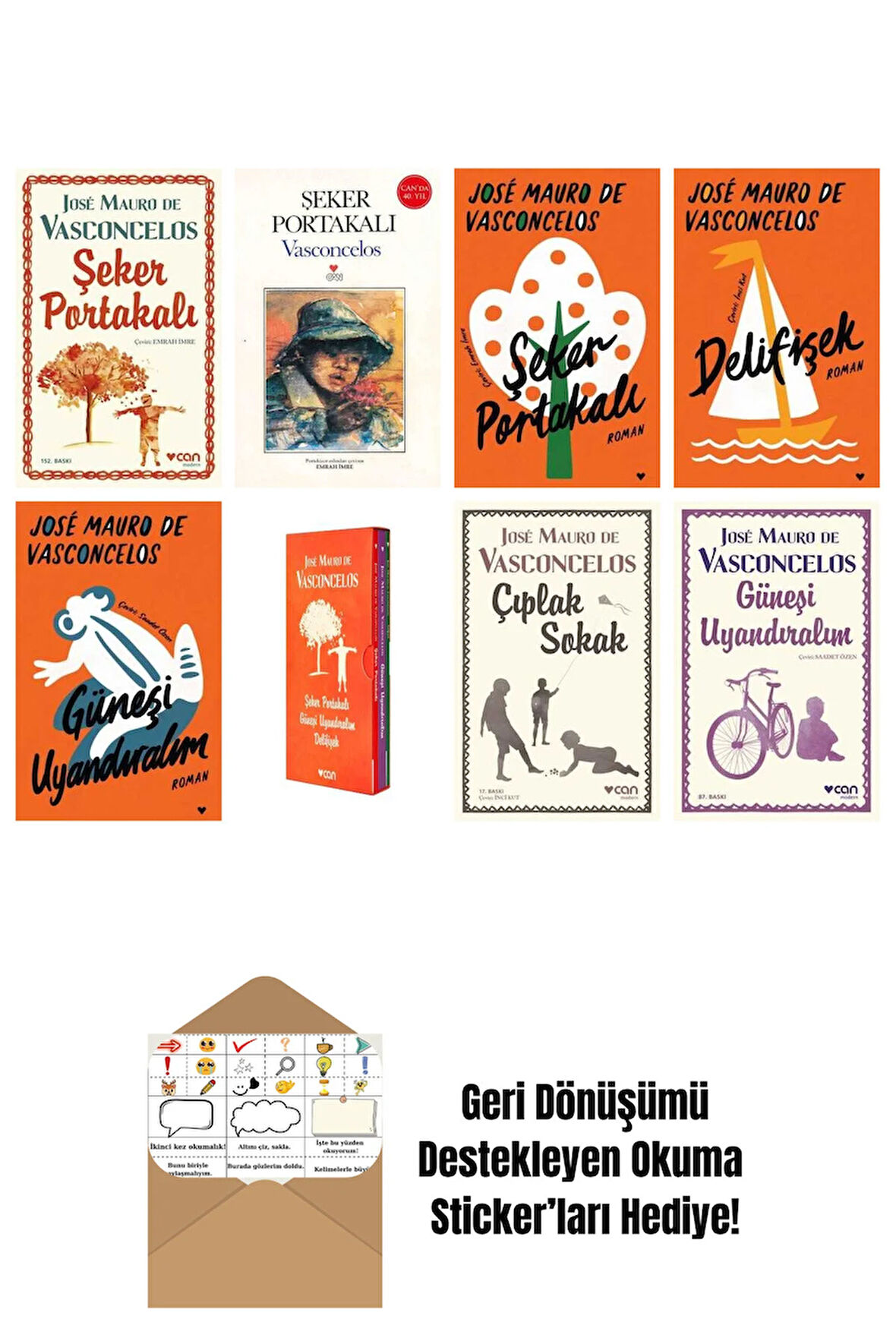 José Mauro de Vasconcelos 8 Kitap Seti + Okuma Sticker'ları