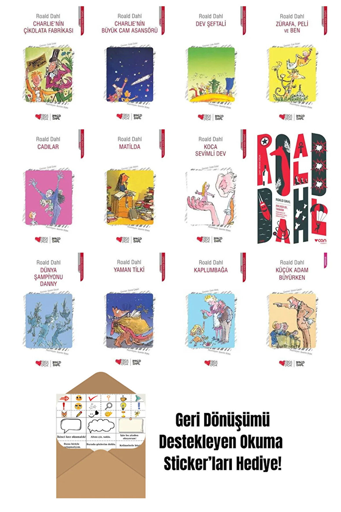 Roald Dahl 12 Kitap Seti + Okuma Sticker'ları