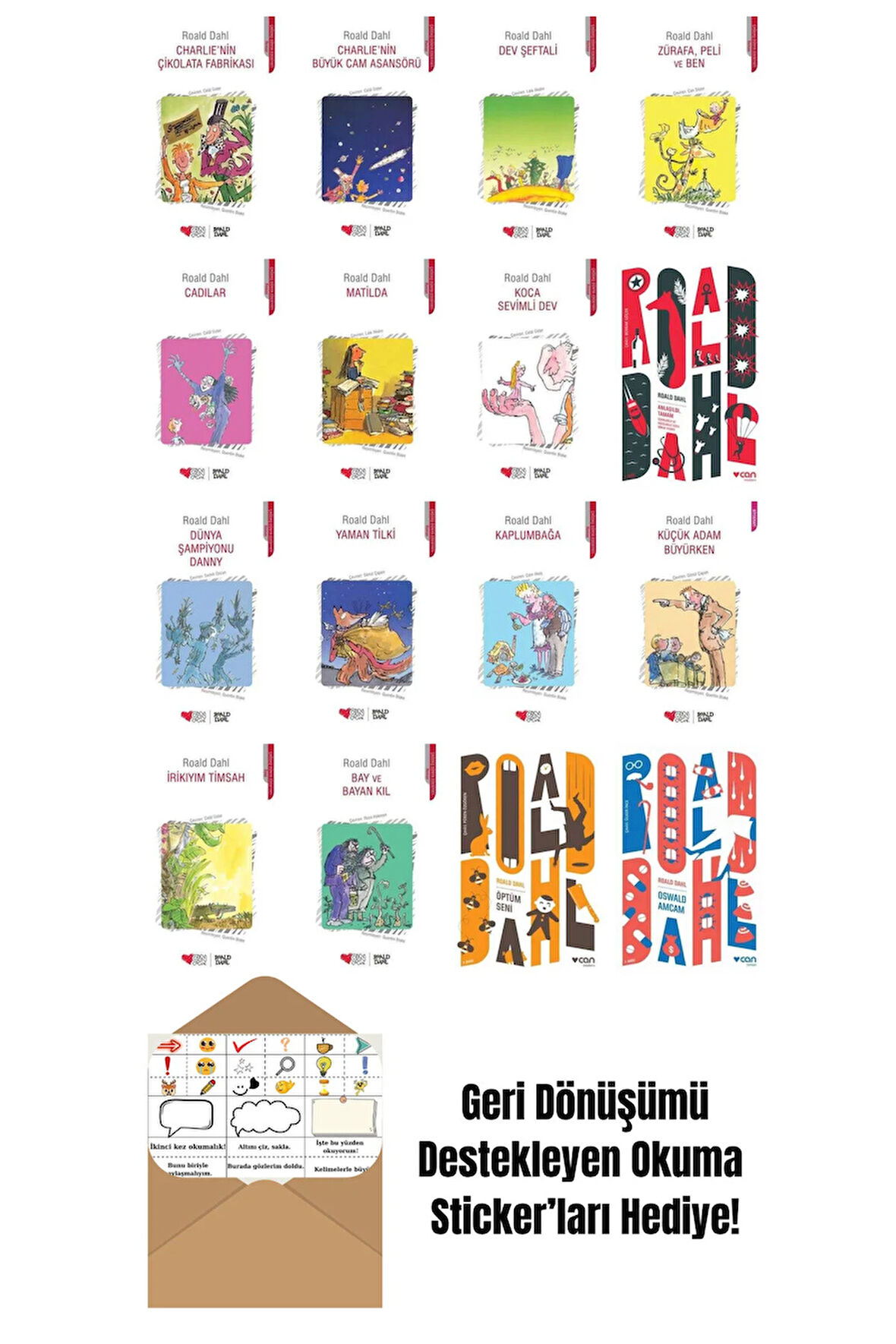 Roald Dahl 16 Kitap Seti + Okuma Sticker'ları