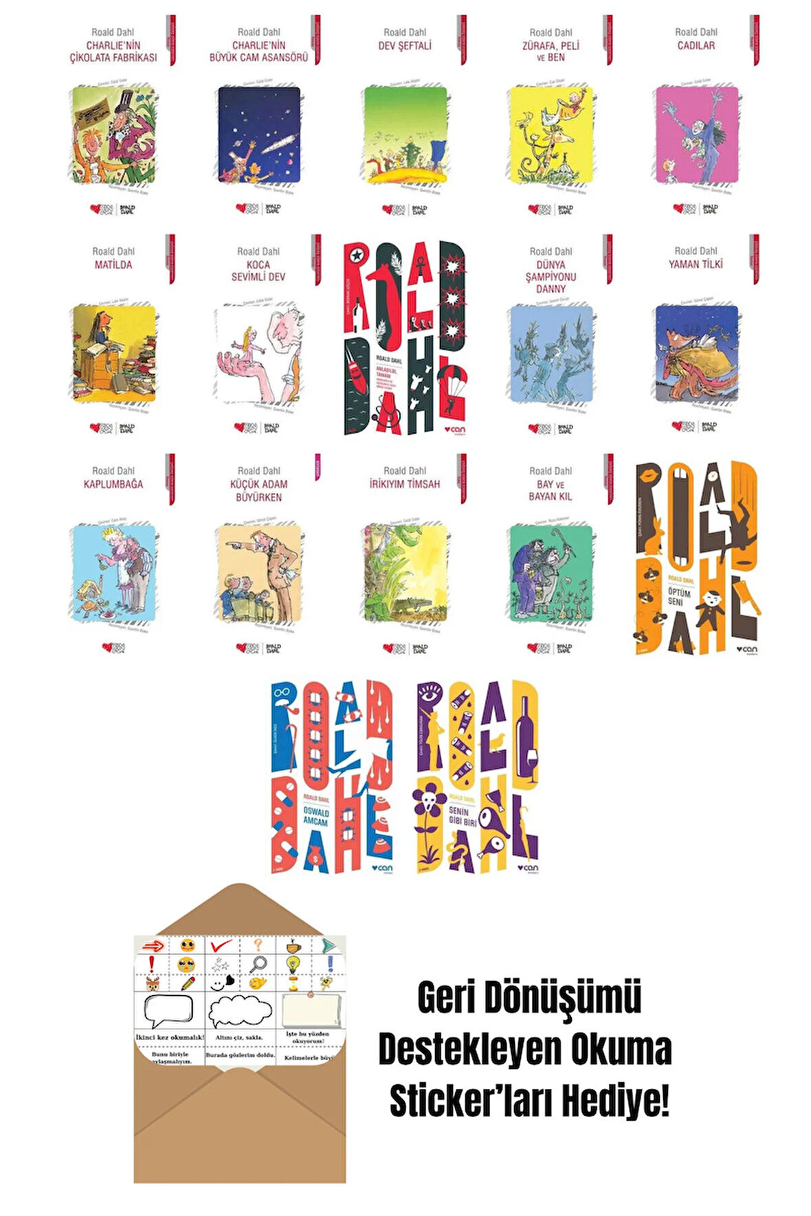 Roald Dahl 17 Kitap Seti + Okuma Sticker'ları