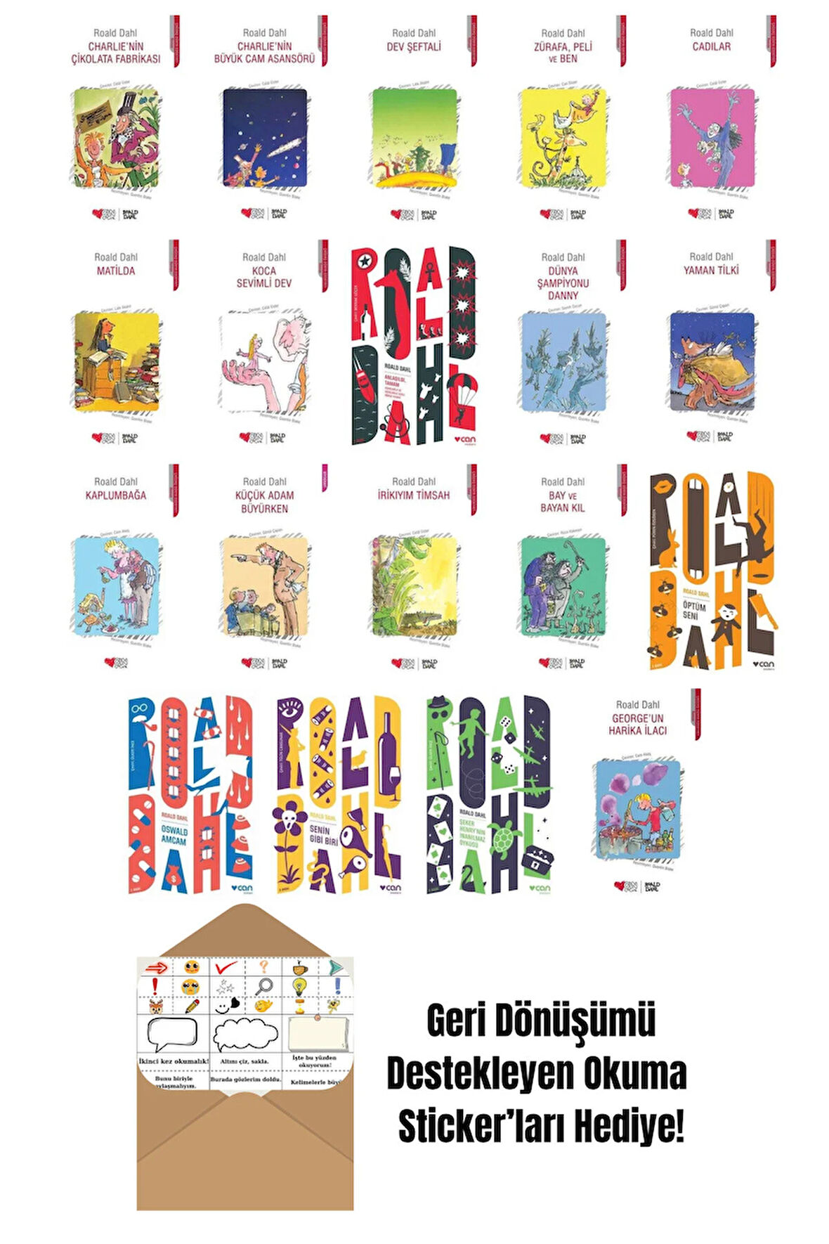Roald Dahl 19 Kitap Seti + Okuma Sticker'ları