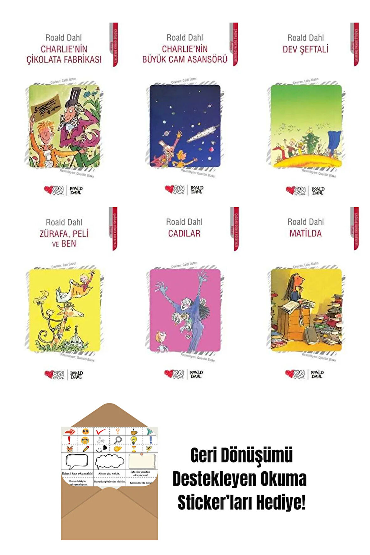 Roald Dahl 6 Kitap Seti + Okuma Sticker'ları