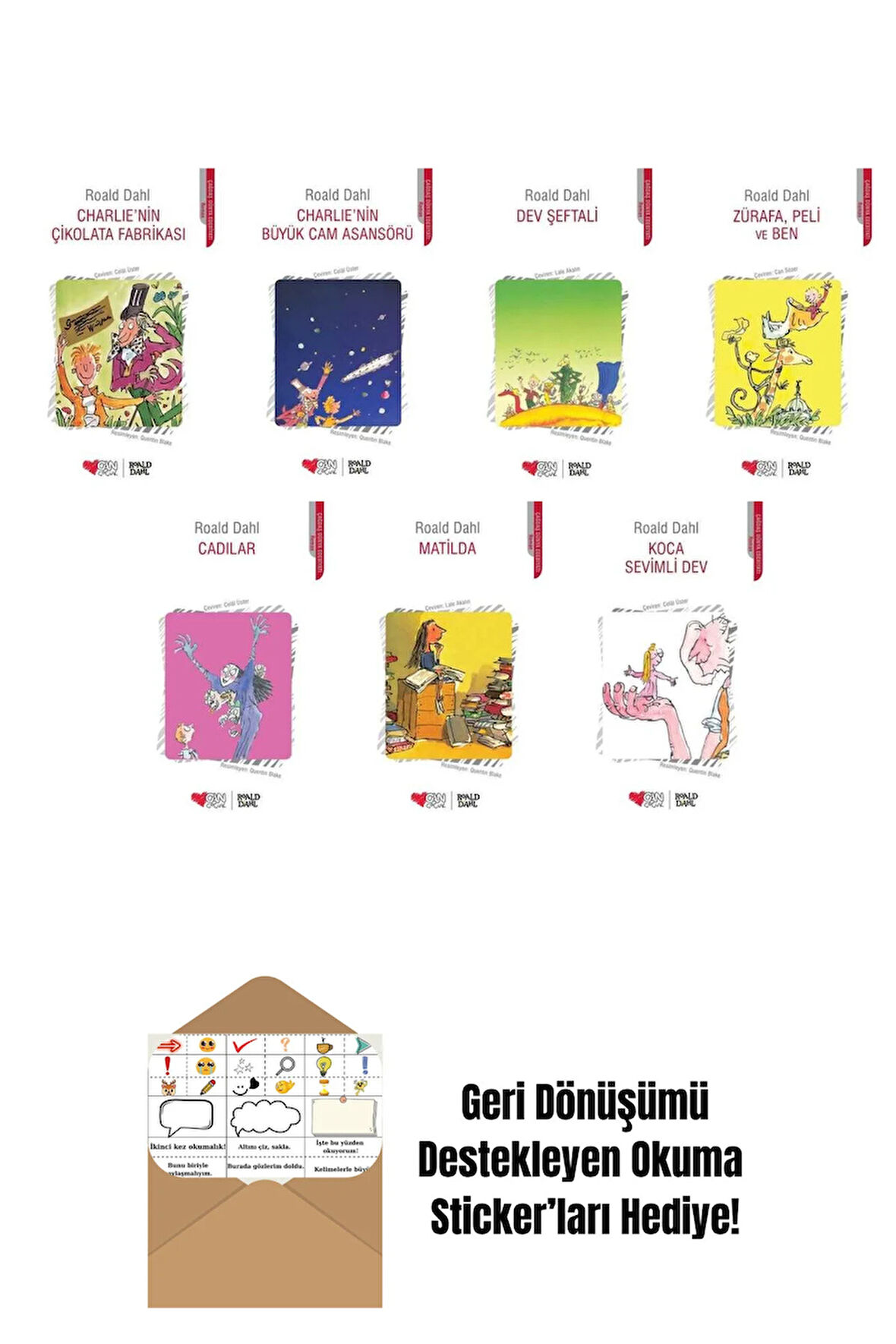Roald Dahl 7 Kitap Seti + Okuma Sticker'ları