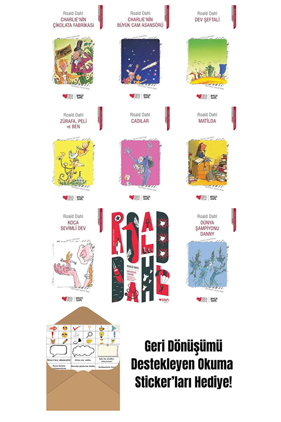 Roald Dahl 9 Kitap Seti + Okuma Sticker'ları