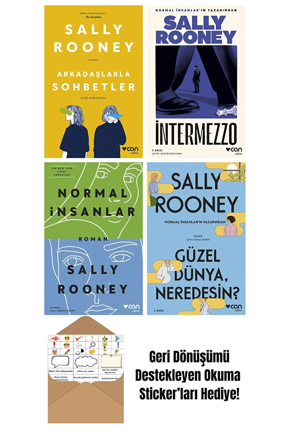 Sally Rooney 4 Kitap Seti + Okuma Sticker'ları