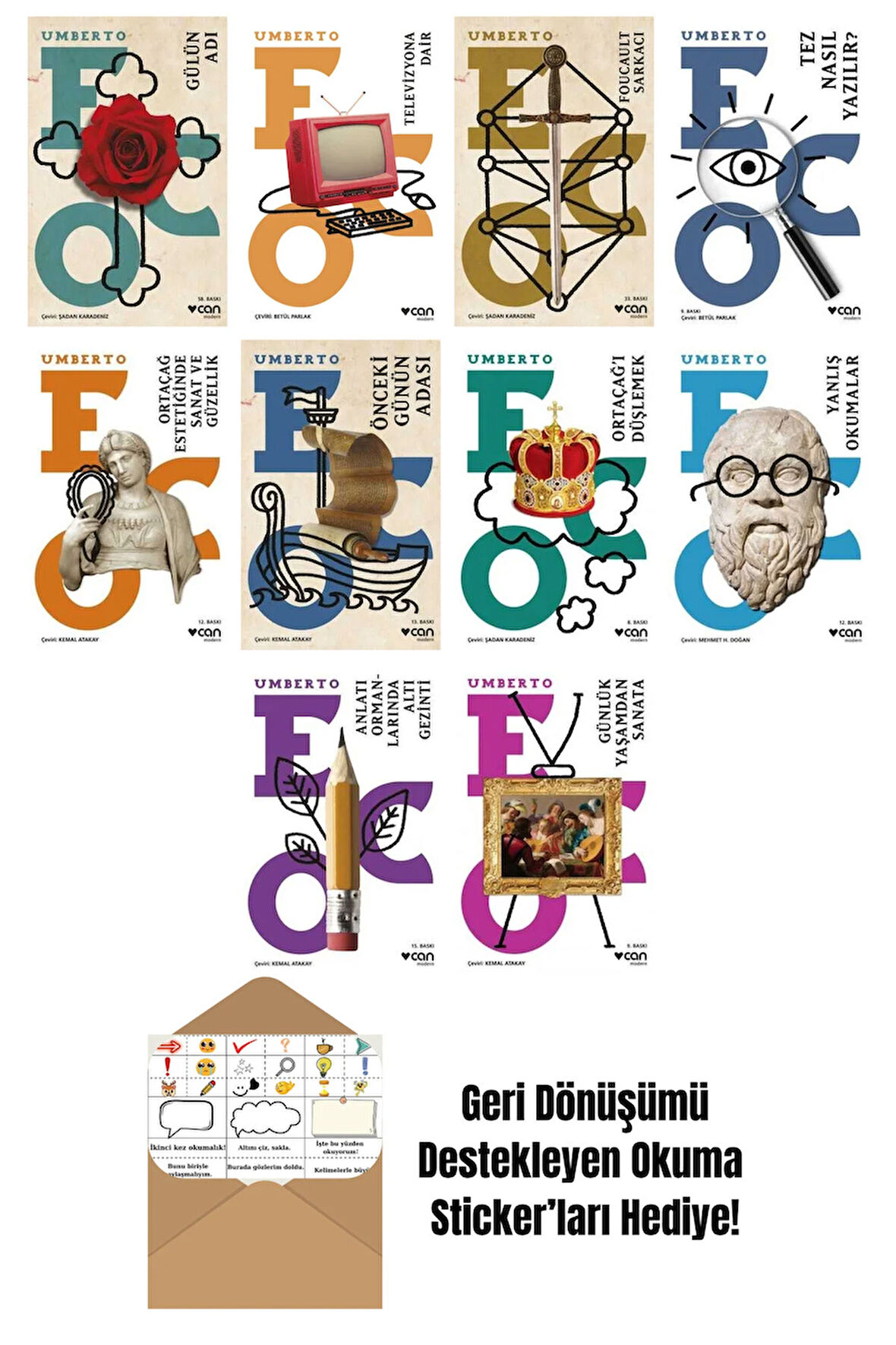 Umberto Eco 10 Kitap Seti + Okuma Sticker'ları