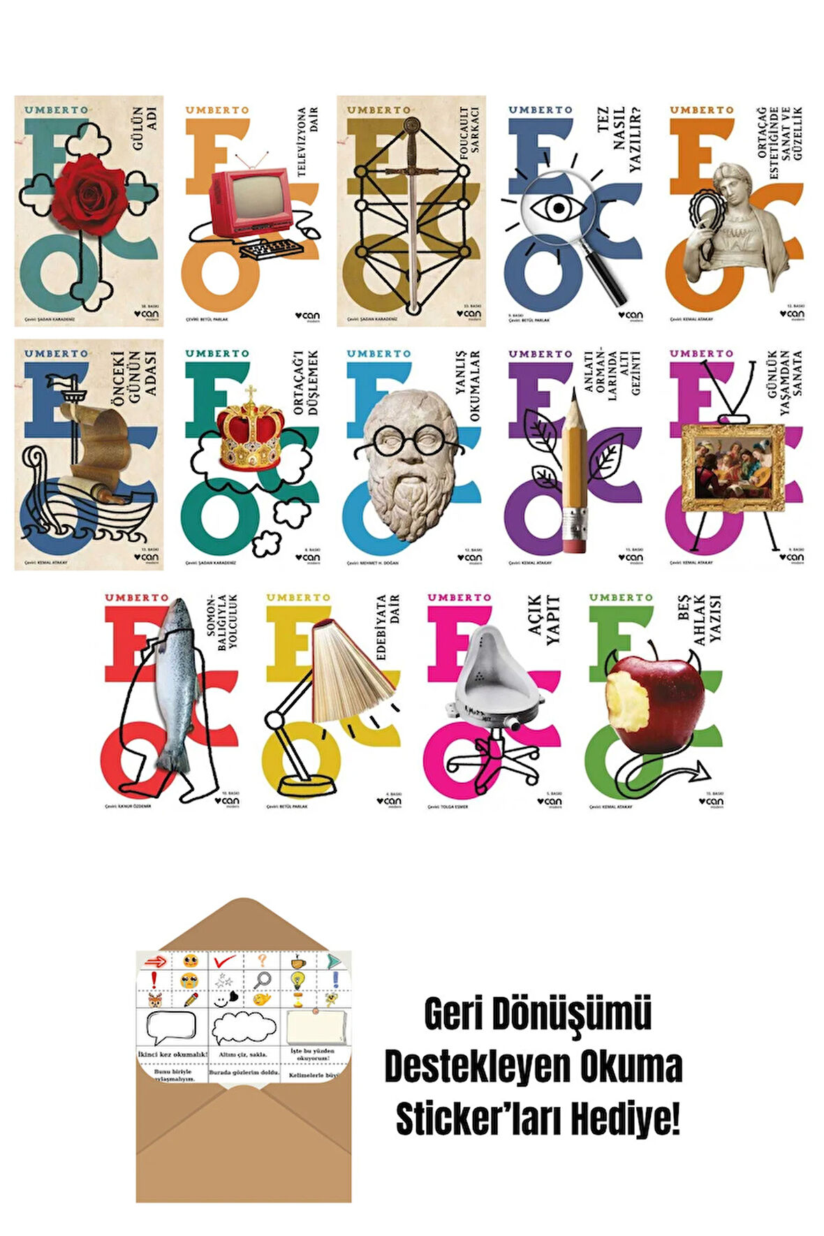 Umberto Eco 14 Kitap Seti + Okuma Sticker'ları