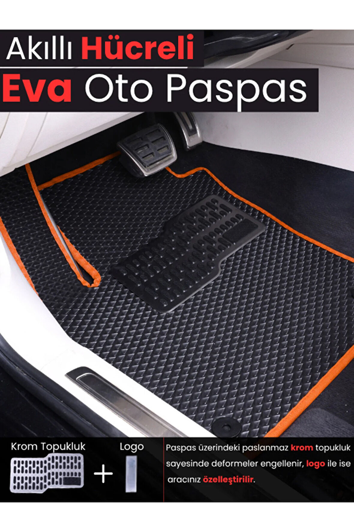 PEUGEOT-208-(2012-2019) İÇİN EVA İÇ PASPAS TAKIMI (METAL TOPUKLUK DAHİL)