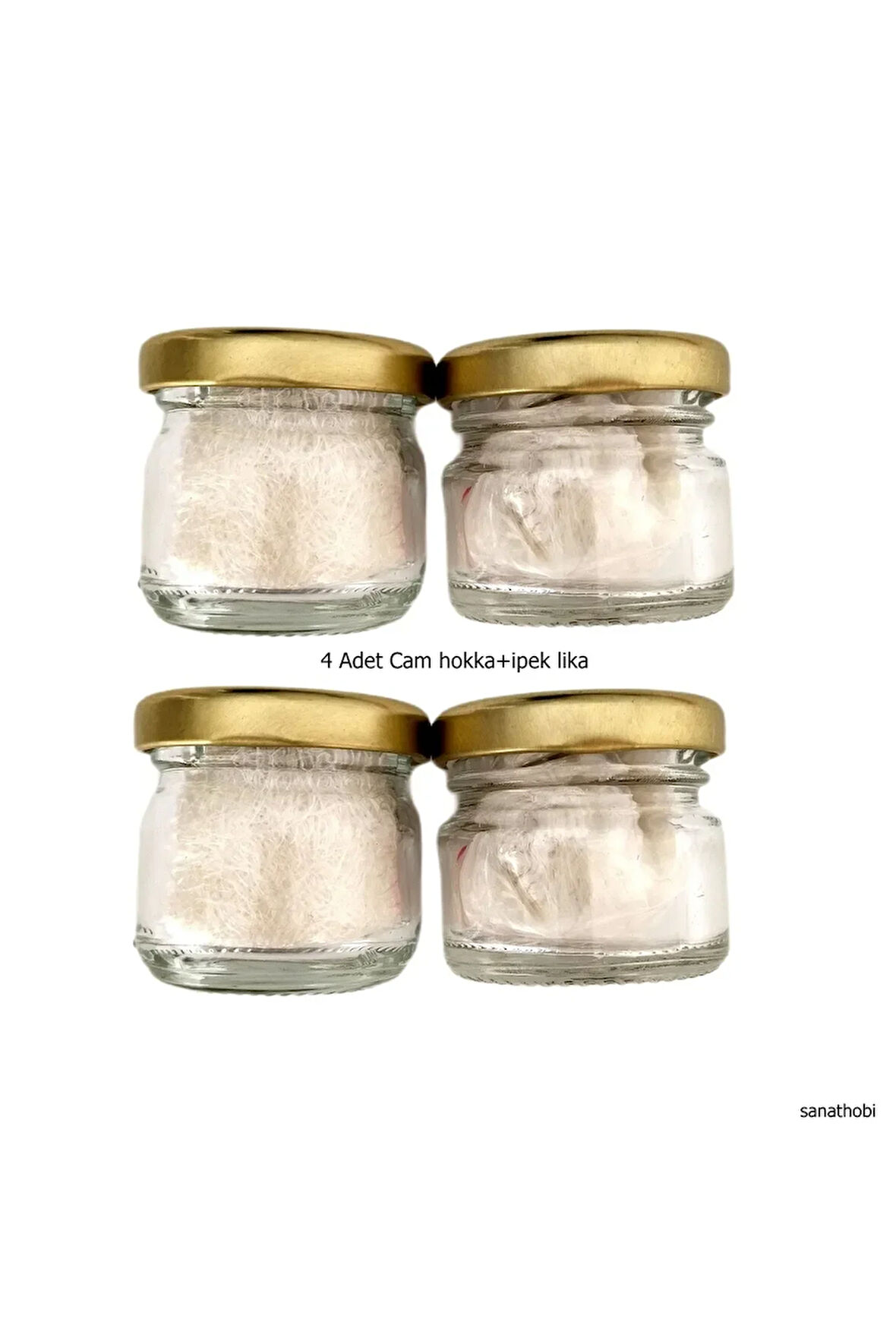 ipek Likalı Cam Hokka Sarı Kapak, Hat Sanatı Kaliigrafi, Minyatür Tezhip Hokka-28ml-4 Adet
