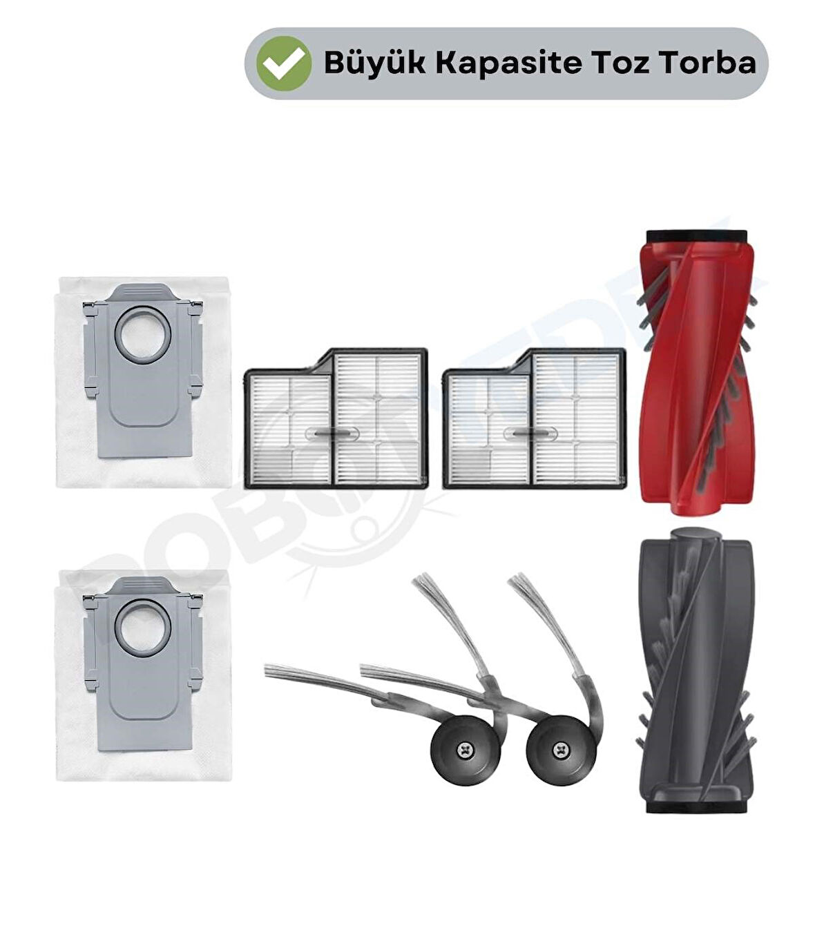 Roborock Saros 10 Ana Fırça, Hepa Filtre, Yan Fırça, Toz Torbası 7 Parça